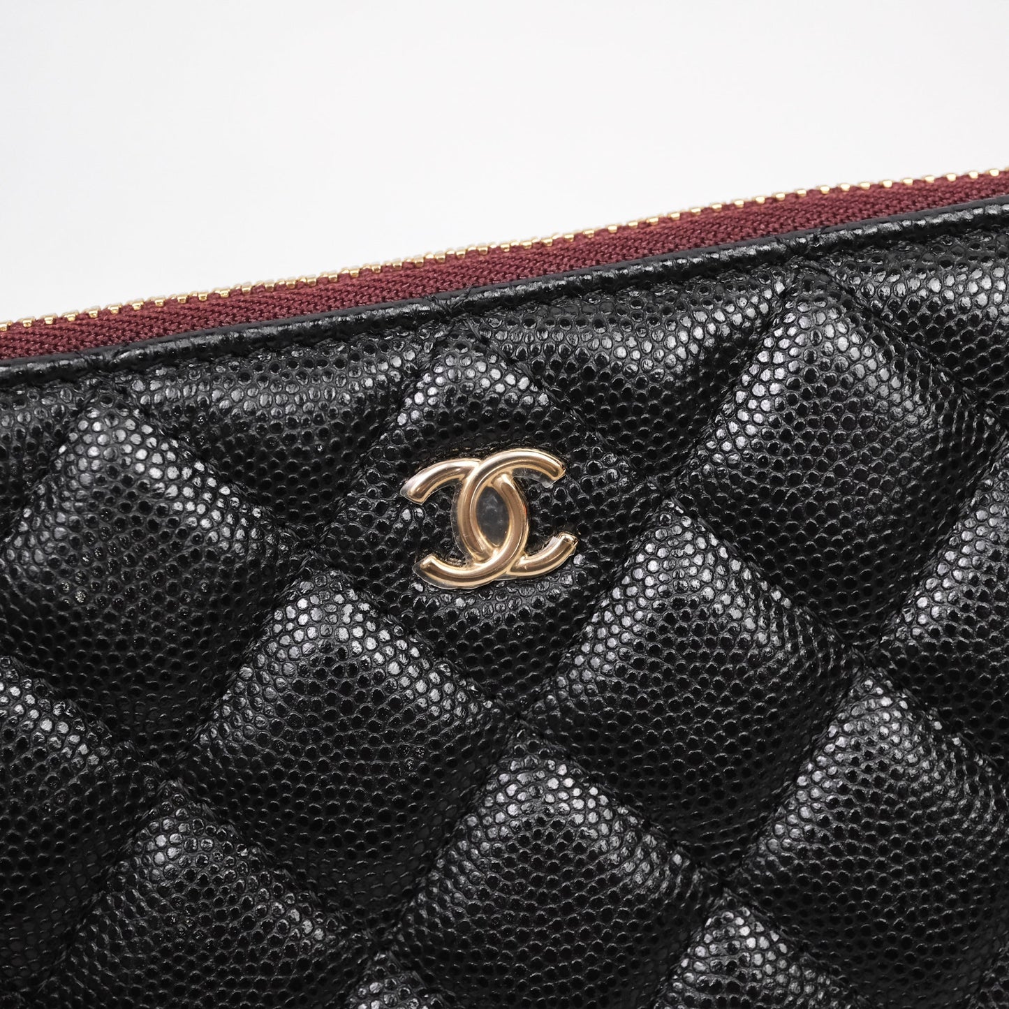 Chanel Quilted Mini O case Black Caviar Gold Hardware