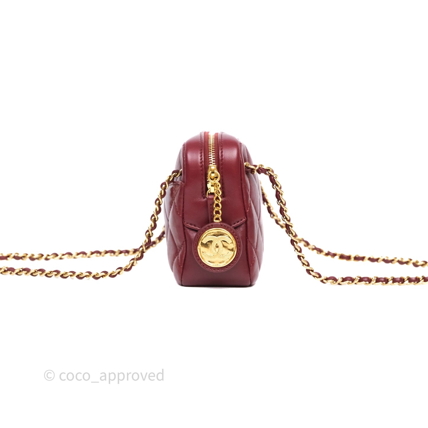 Chanel Small Camera Bag Burgundy Lambskin Gold Hardware