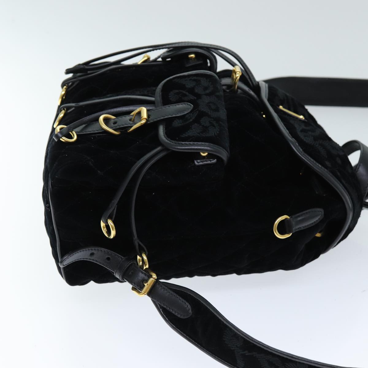 Luxury PradaQuilted Backpack Velor Black 73128A