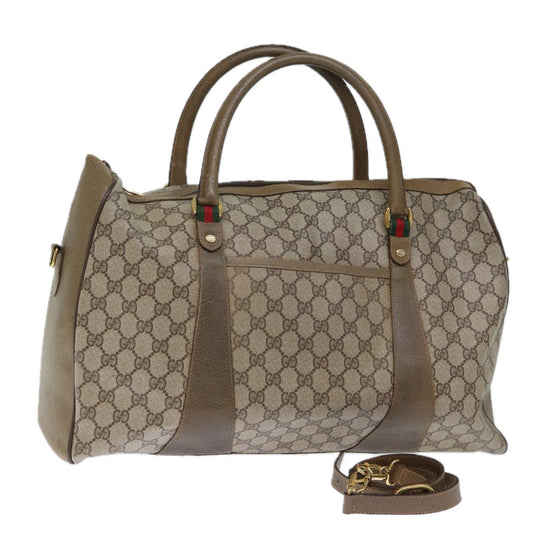 Luxury Gucci Trending 2025 GG Supreme Web Sherry Line Boston Bag PVC Beige Red 40 02 073  73139