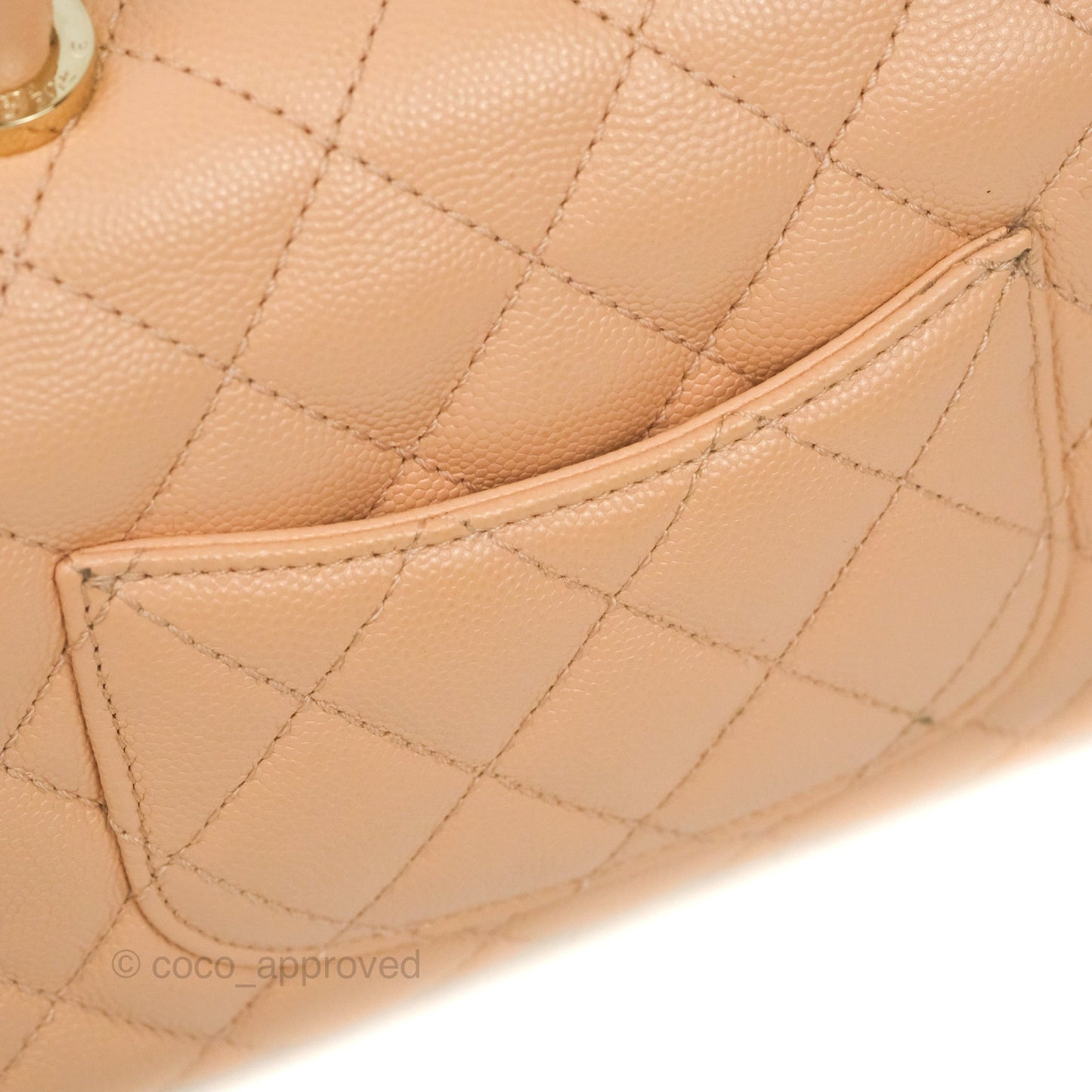 Chanel Mini Coco Handle Quilted Beige Pink Caviar Gold Hardware