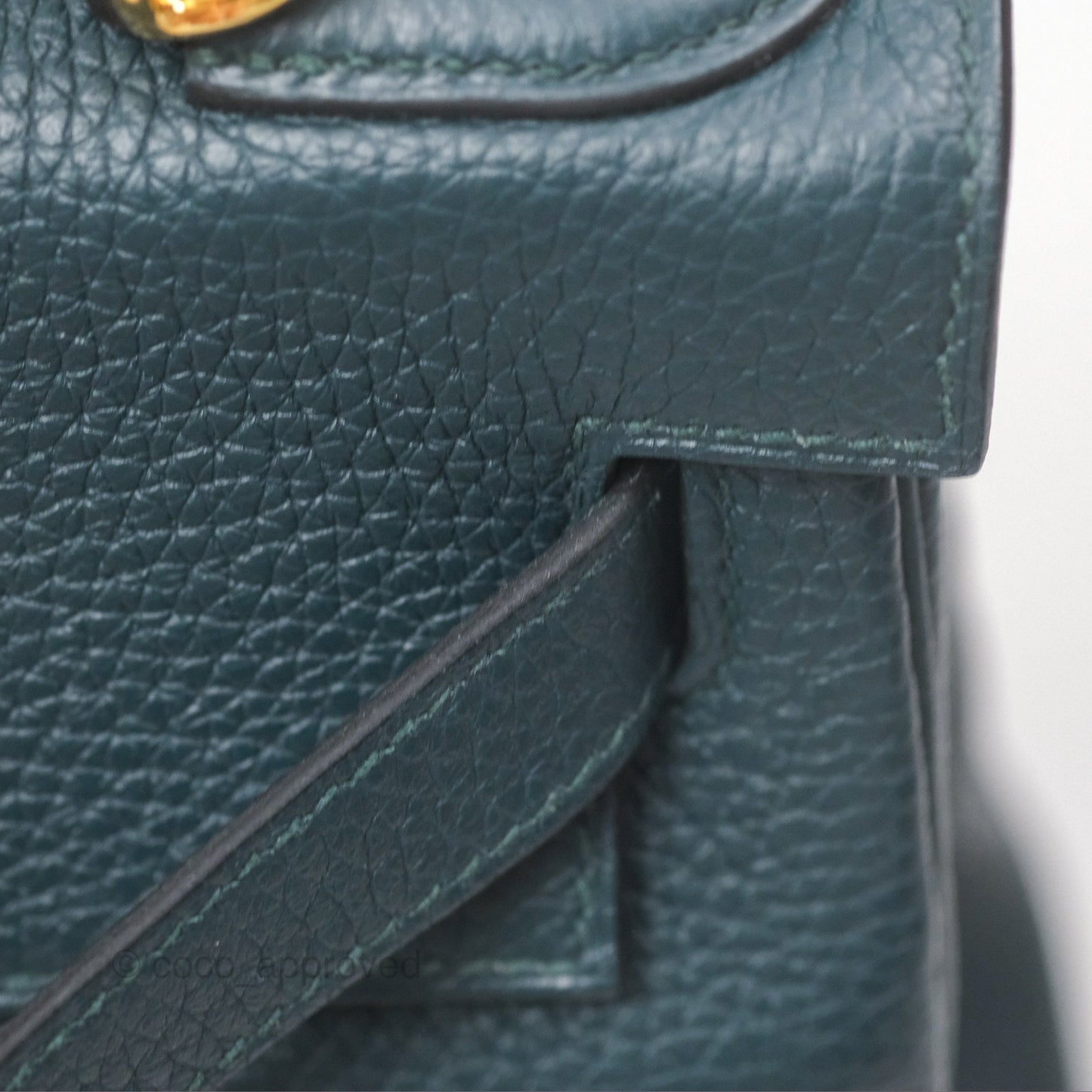 Hermes Kelly 28 Clemence Vert Cypress 6O Gold Hardware