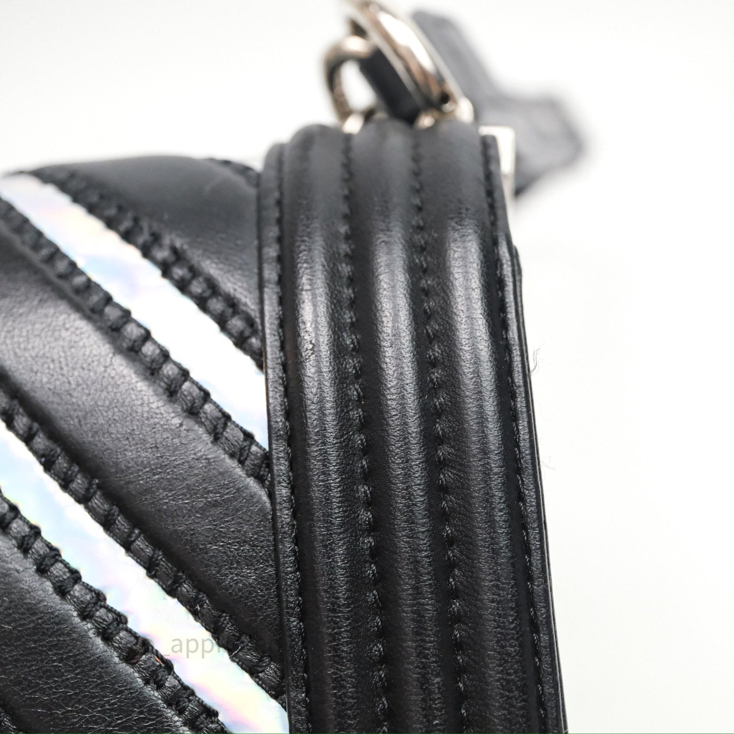 Chanel Medium Boy Chevron Iridescent PVC Lambskin Black Silver Hardware