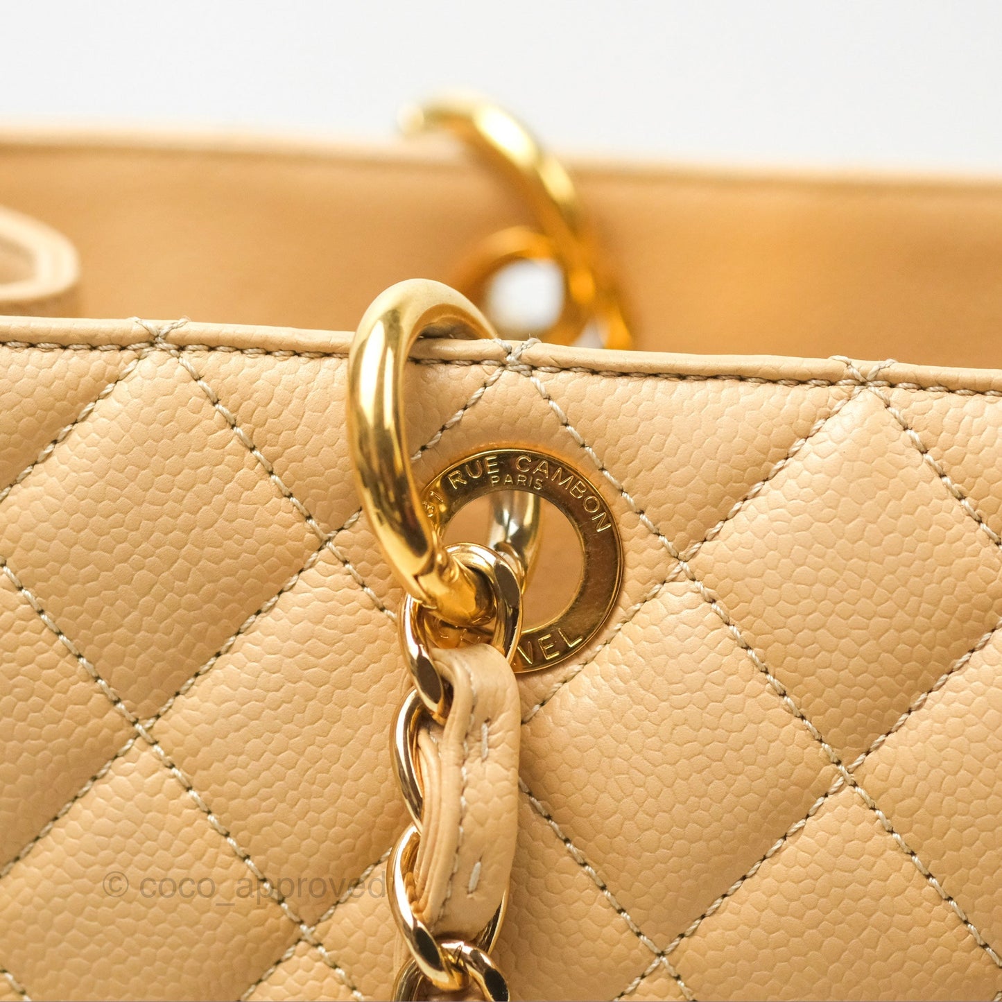 Chanel GST Beige Caviar Gold Hardware