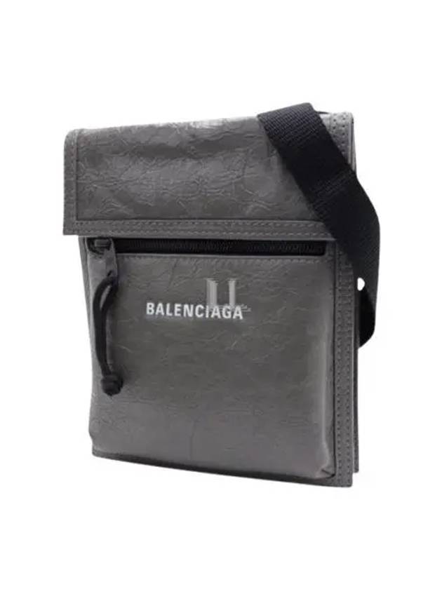 Luxury Balenciaga Explorer Leather Cross Bag Grey