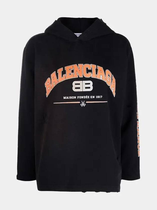Luxury Balenciaga BB Logo Hoodie Black