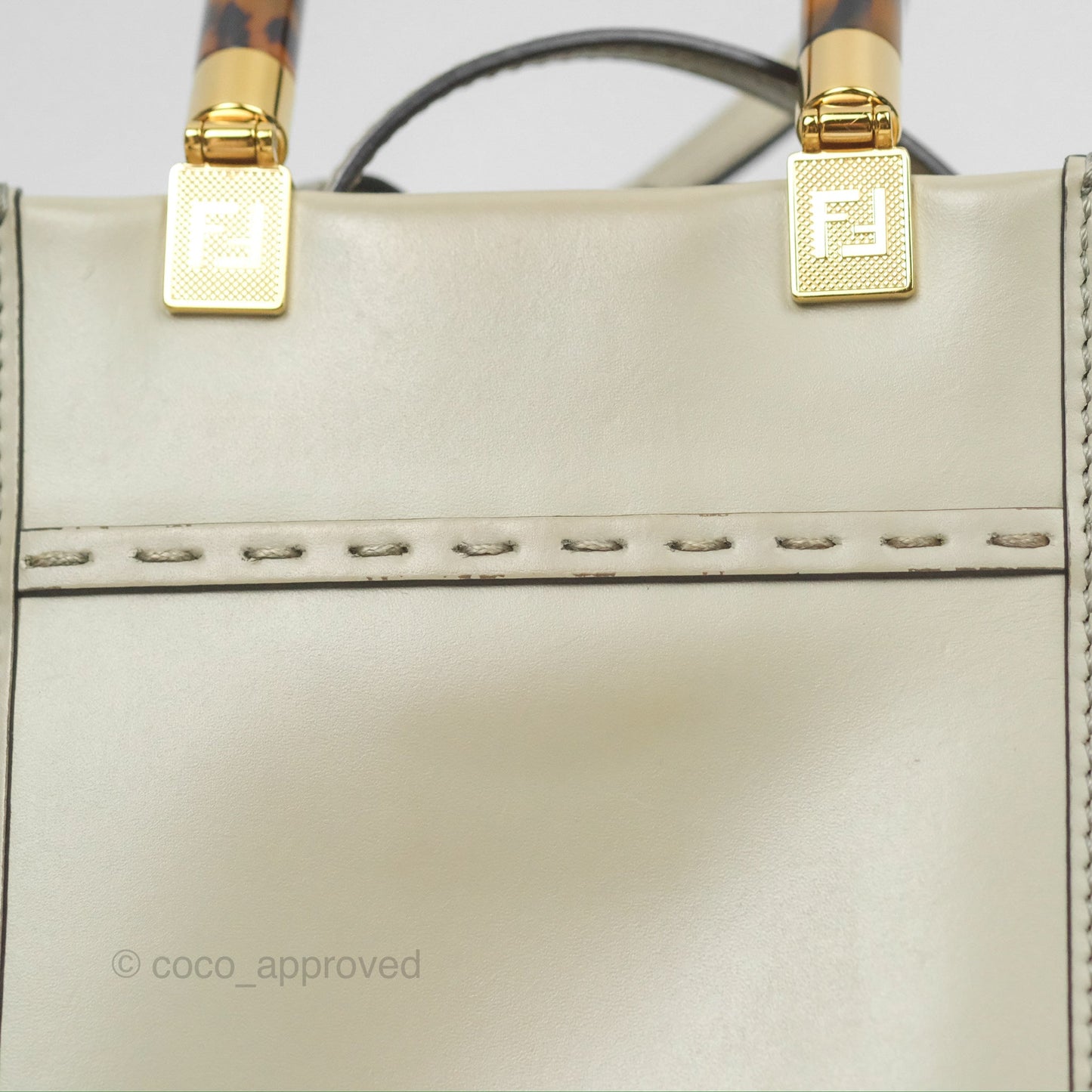Fendi Mini Sunshine Shopper Bag Green Tea Tortoiseshell-effect Handle