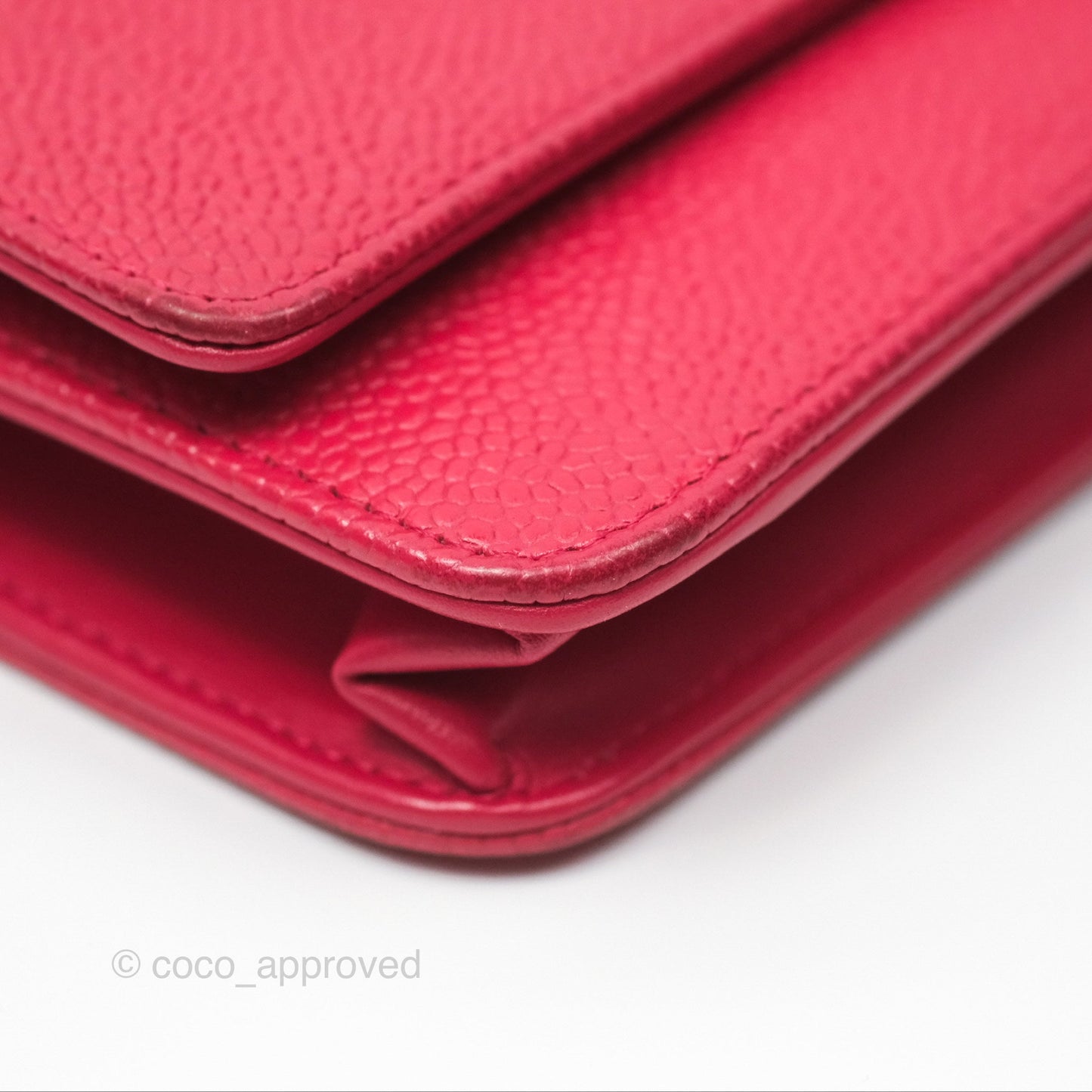 Chanel CC Wallet On Chain WOC Dark Pink Caviar Silver Hardware