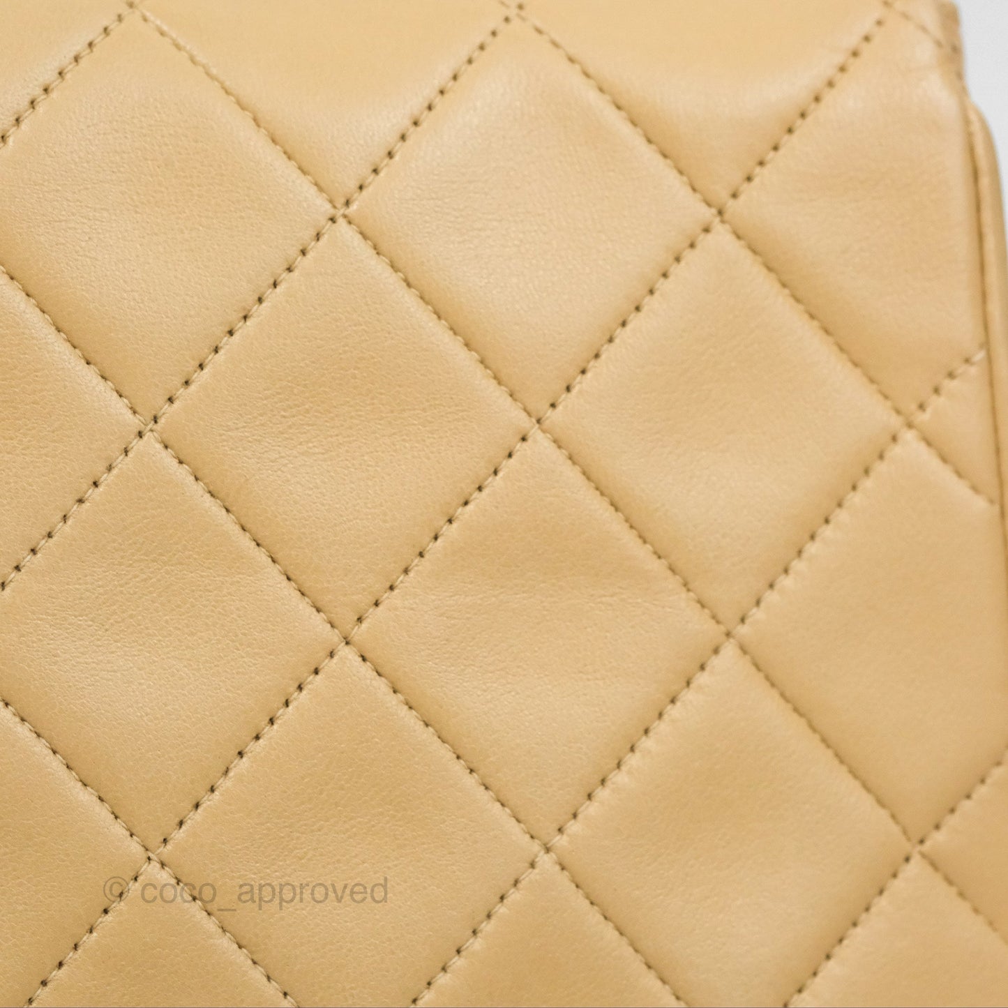 Chanel Vintage Flap Bag Beige Lambskin Gold Hardware