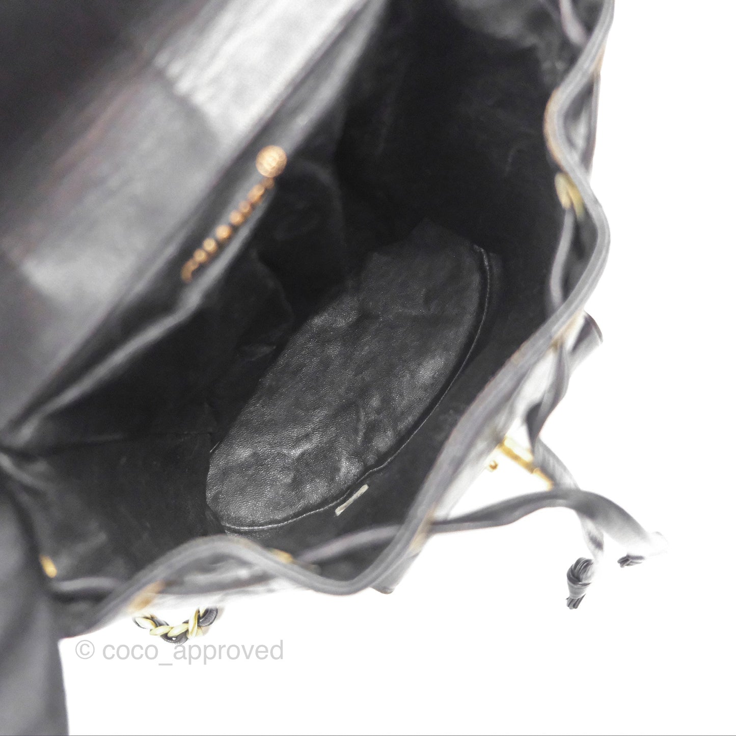 Chanel Vintage CC Duma Backpack Black Lambskin 24K Gold Hardware