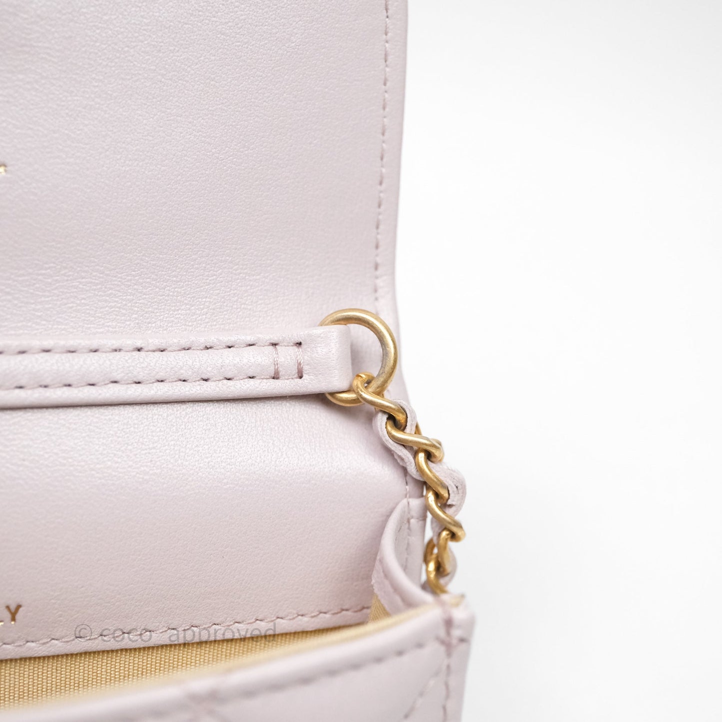 Chanel Pearl Crush Mini Clutch Belt Bag Lilac Lambskin Aged Gold Hardware