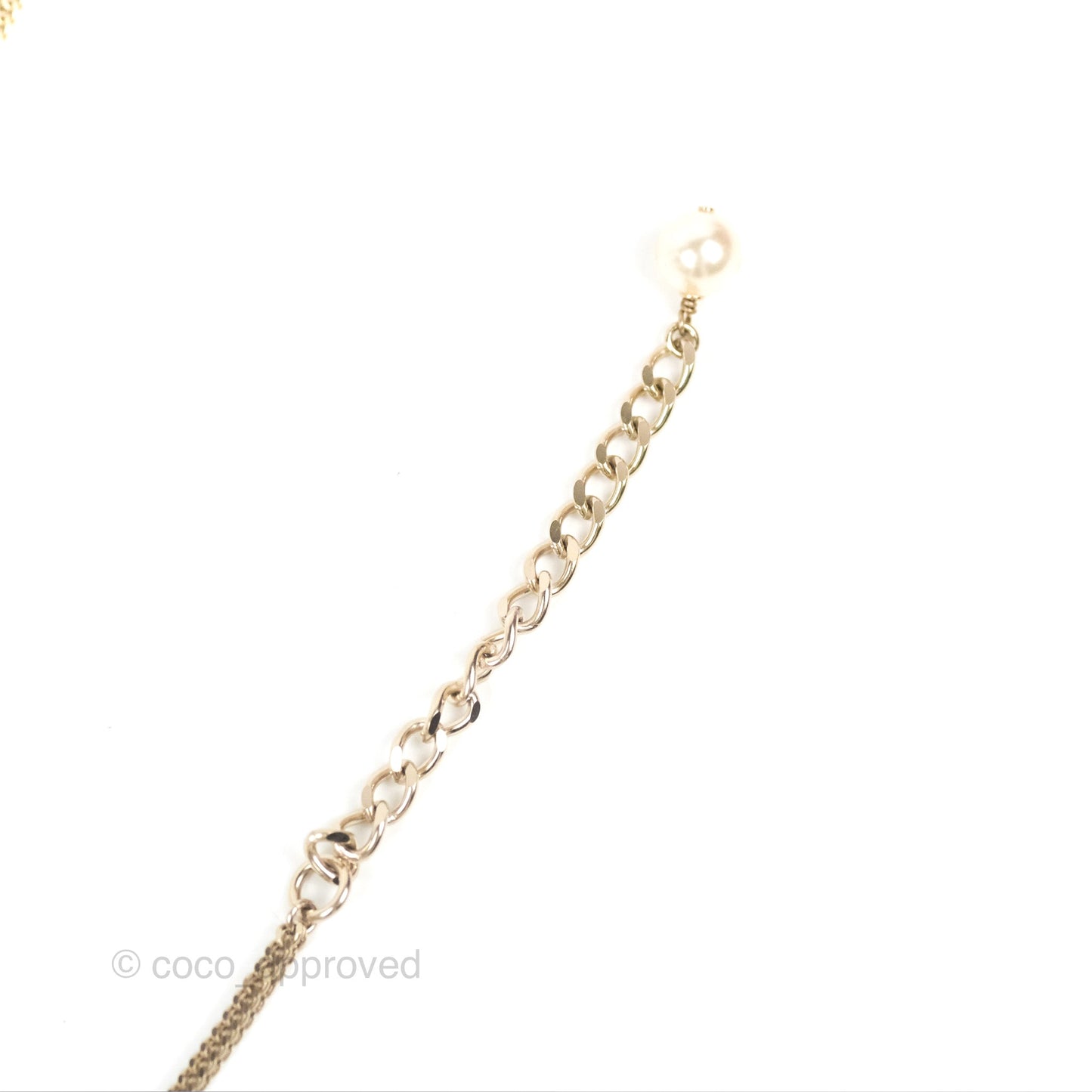 Chanel CC Pearl Chain Long Necklace Gold Tone 16B