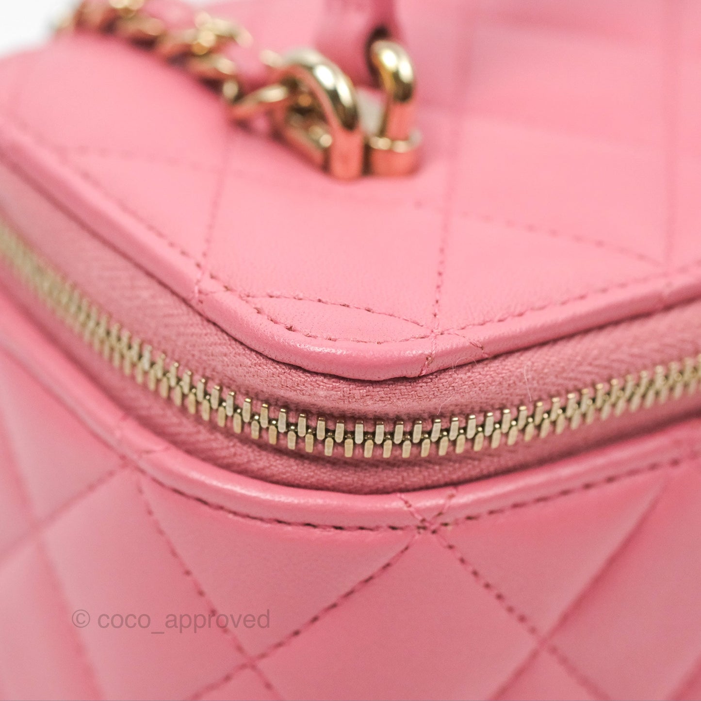Chanel Vanity Rectangular Top Handle Pink Lambskin Gold Hardware