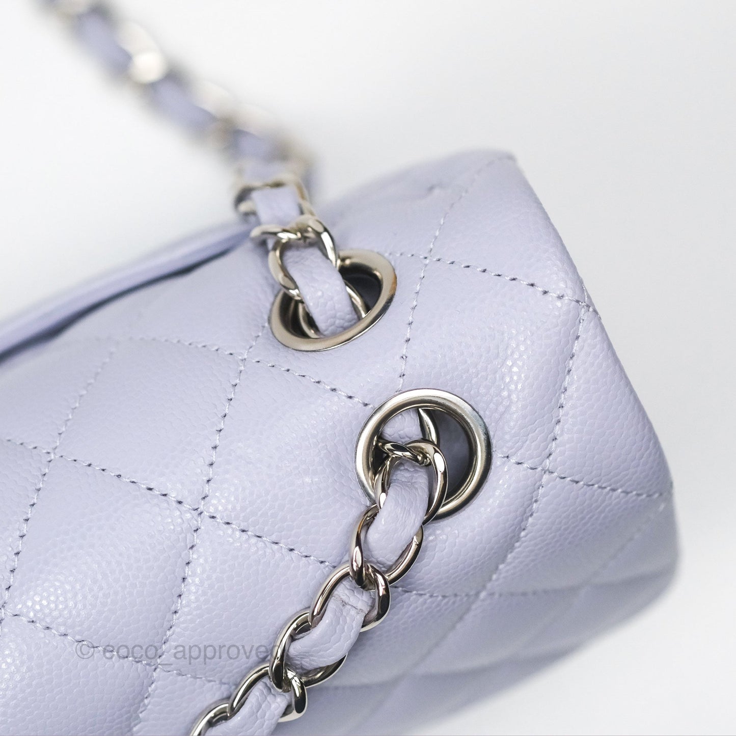 Chanel Small Classic Quilted Flap Lilac Caviar Silver Hardware 21K