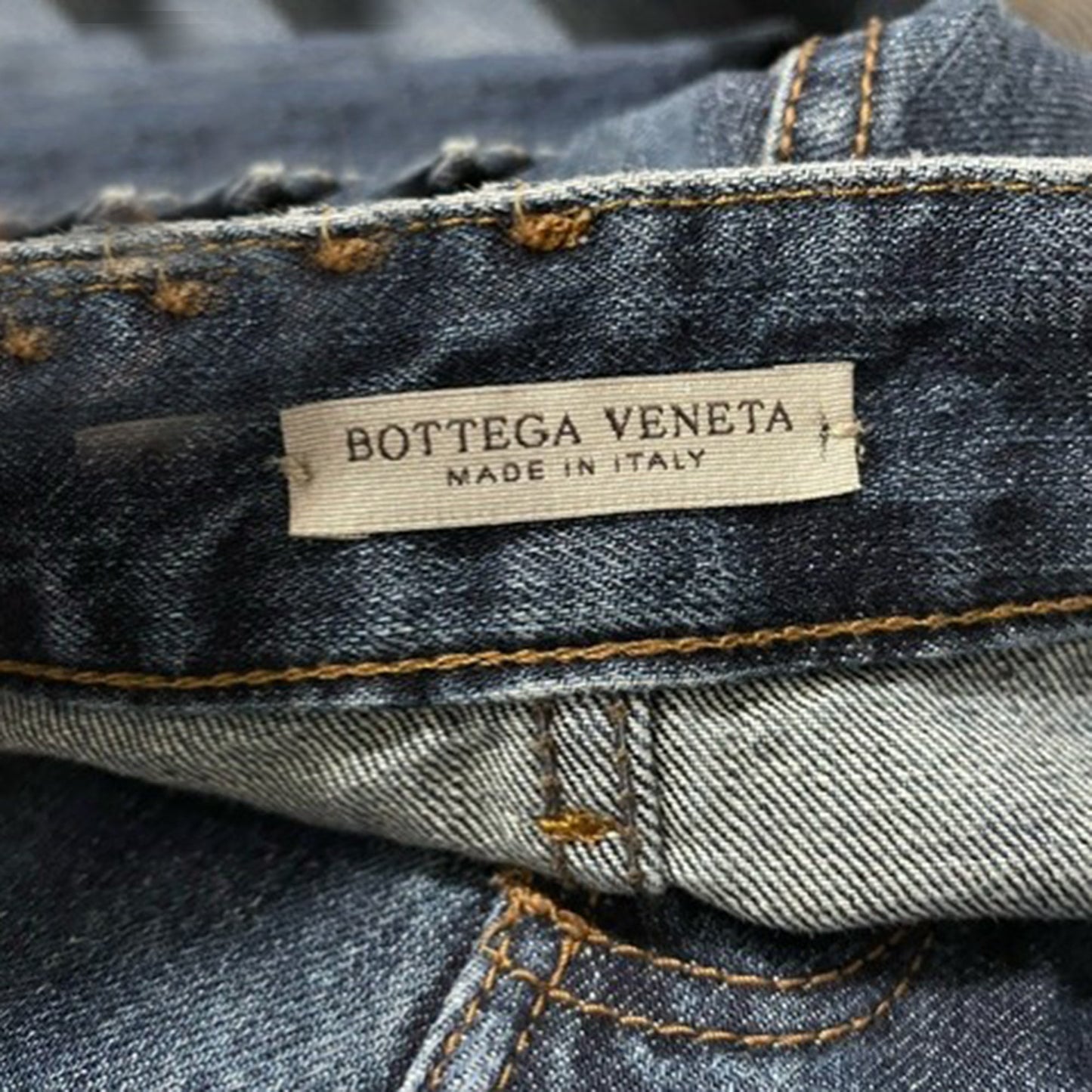 Luxury Bottega Veneta Washed Effect Low Rise Jeans in Blue Cotton