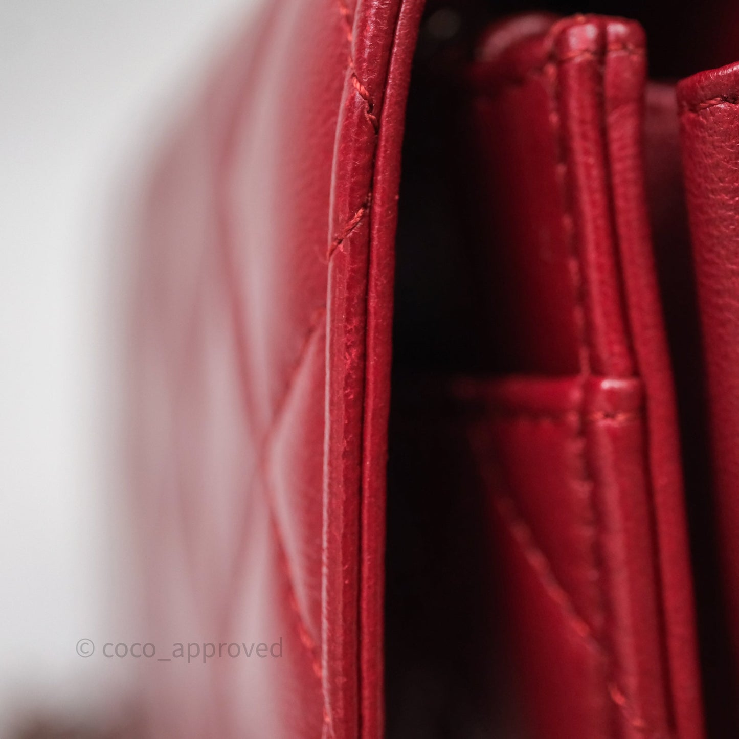 Chanel Quilted Wallet on Chain WOC Red Lambskin Silver Hardware