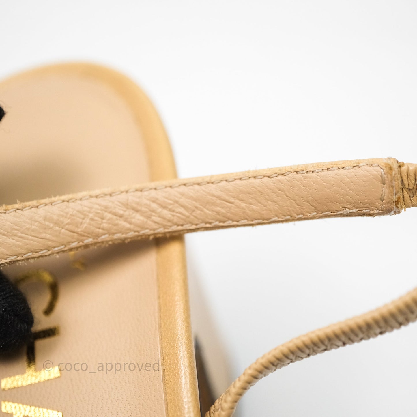 Chanel Classic Slingback Beige Black Leather Size 36