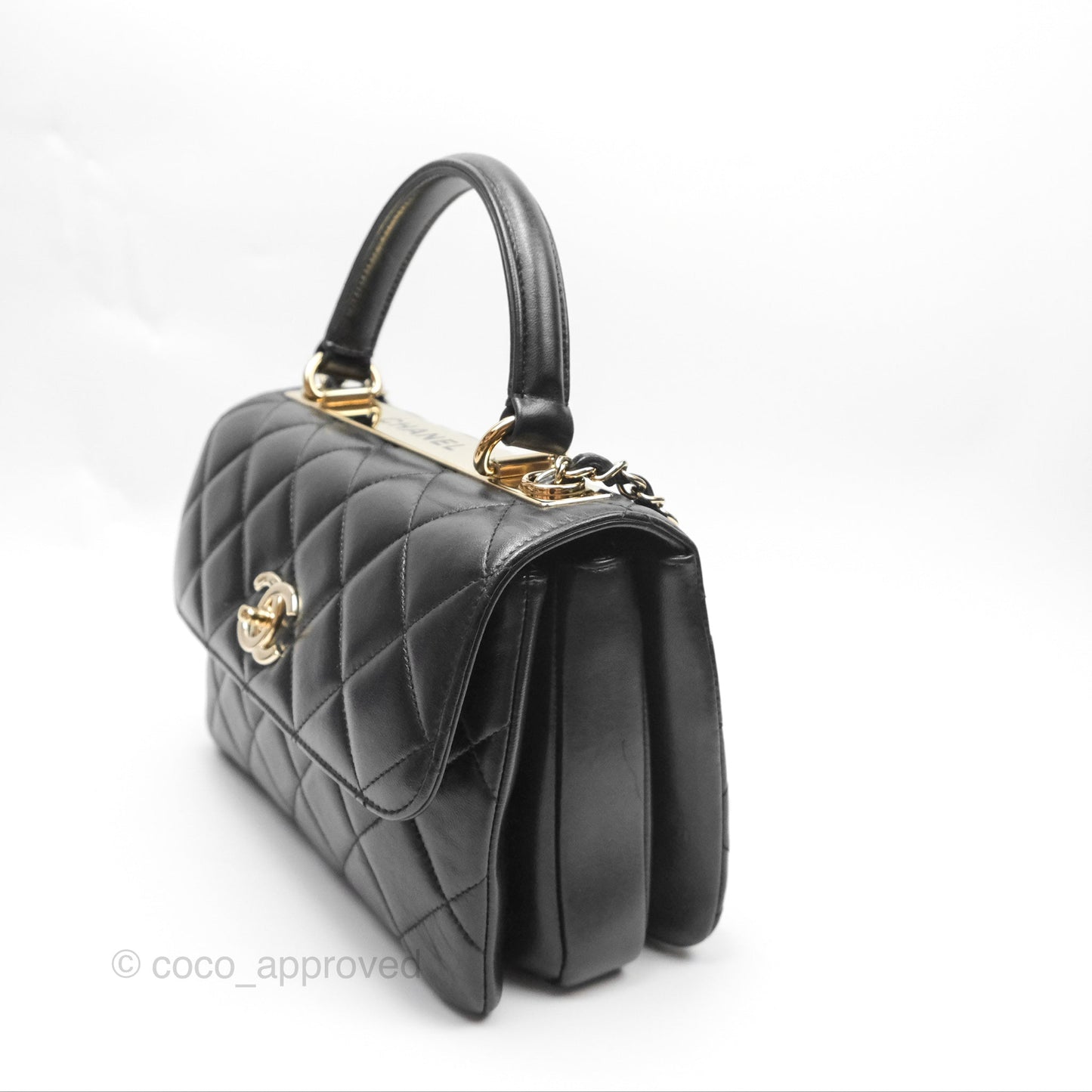Chanel Small Trendy CC Black Lambskin Gold Hardware