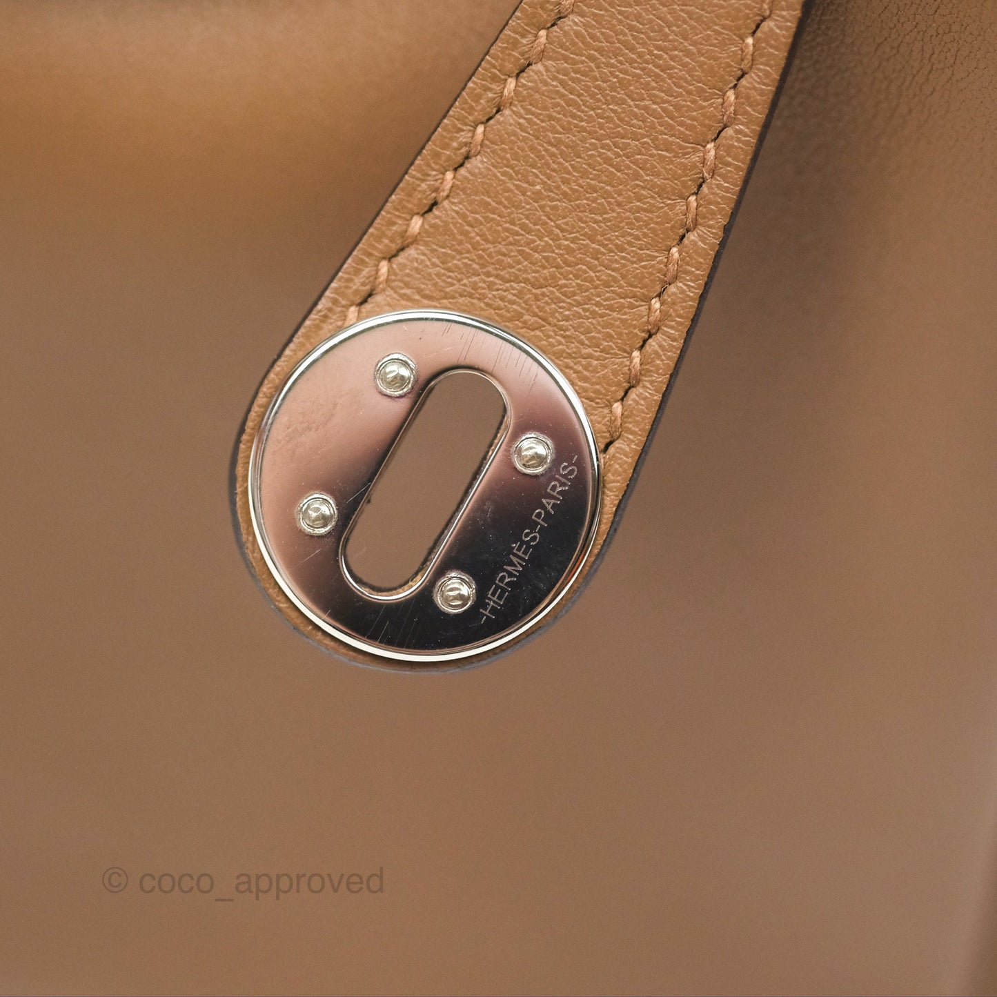 Hermès Mini Lindy 20 Verso Swift Alezan 3G / Biscuit 48 Palladium Hardware