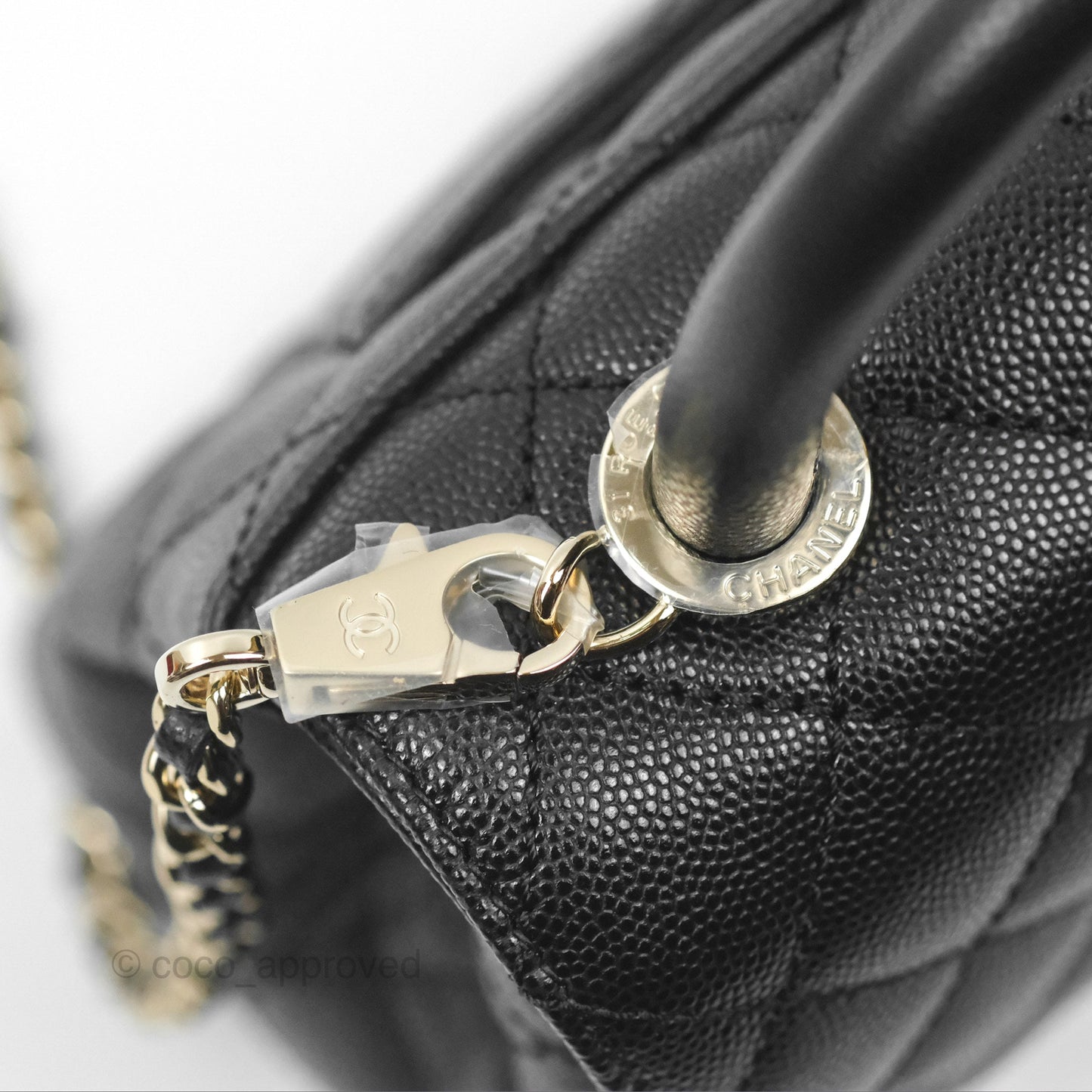 Chanel Mini Coco Handle Quilted Black Caviar Gold Hardware