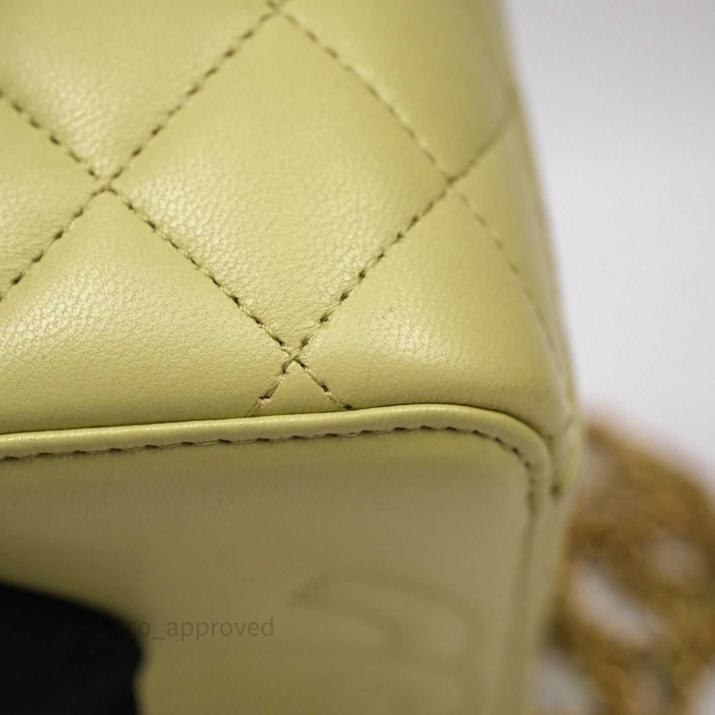 Chanel Quilted Vanity With Chain Lambskin Green Gold Hardware