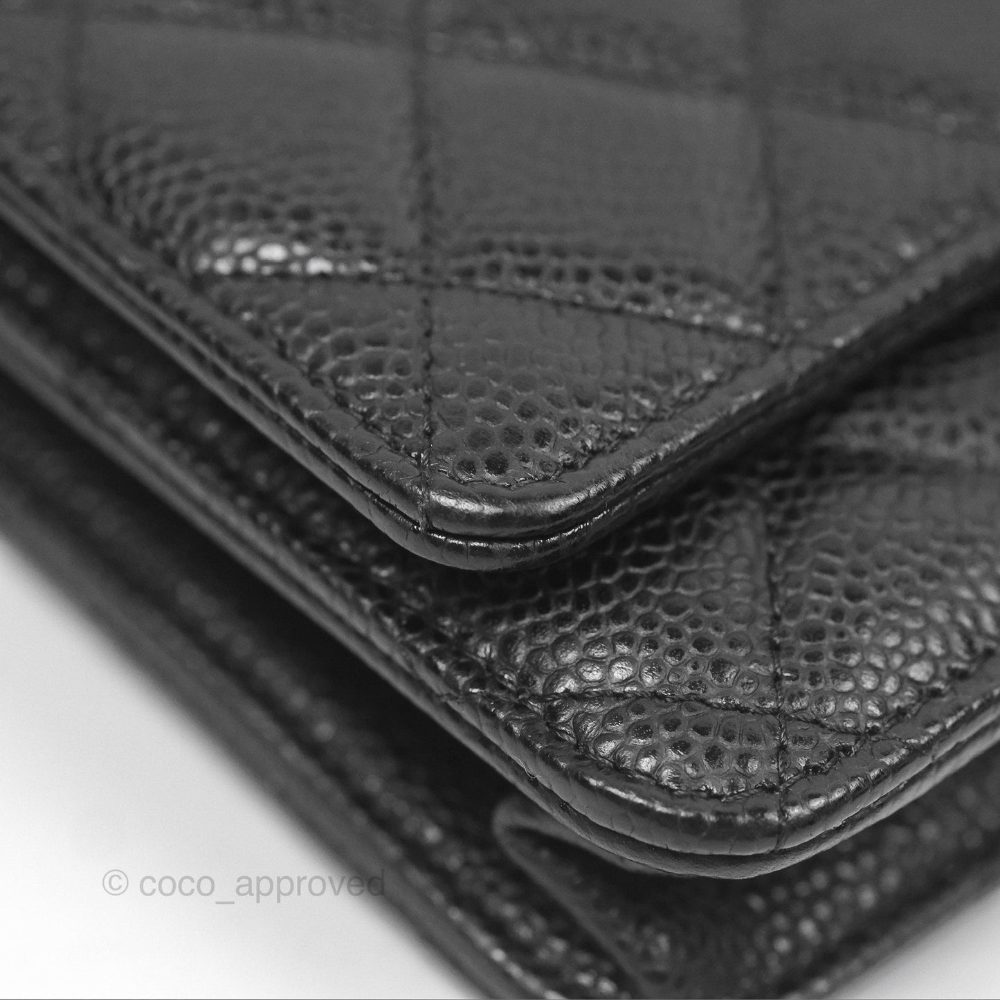 Chanel Classic Wallet On Chain WOC Quilted Black Caviar Gold Hardware