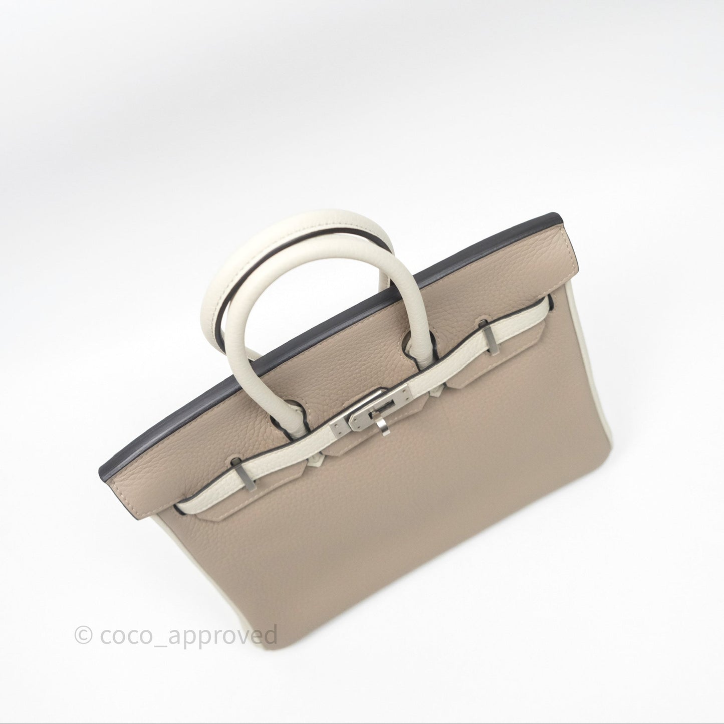 Hermès Birkin 25 Special Order Retourne Gris Tourterelle 81 / Beton 8L Clemence Brushed Palladium Hardware