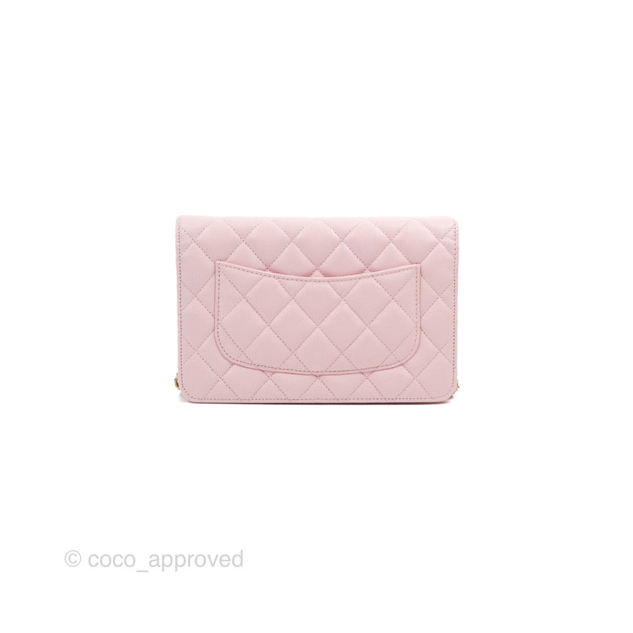 Chanel Quilted Classic Wallet on Chain WOC Pink Caviar Gold Hardware