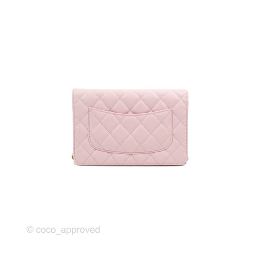 Chanel Quilted Classic Wallet on Chain WOC Pink Caviar Gold Hardware
