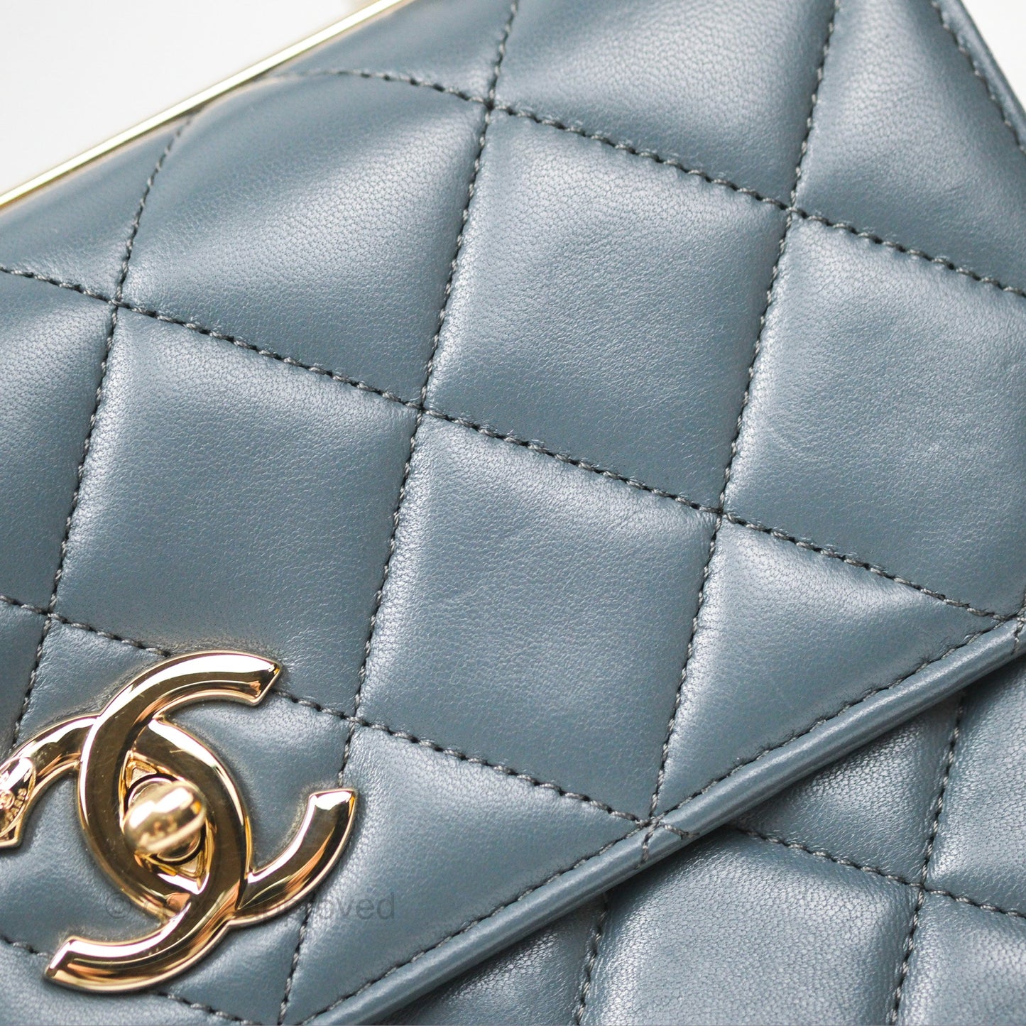Chanel Small Trendy CC Grey Blue Lambskin Gold Hardware