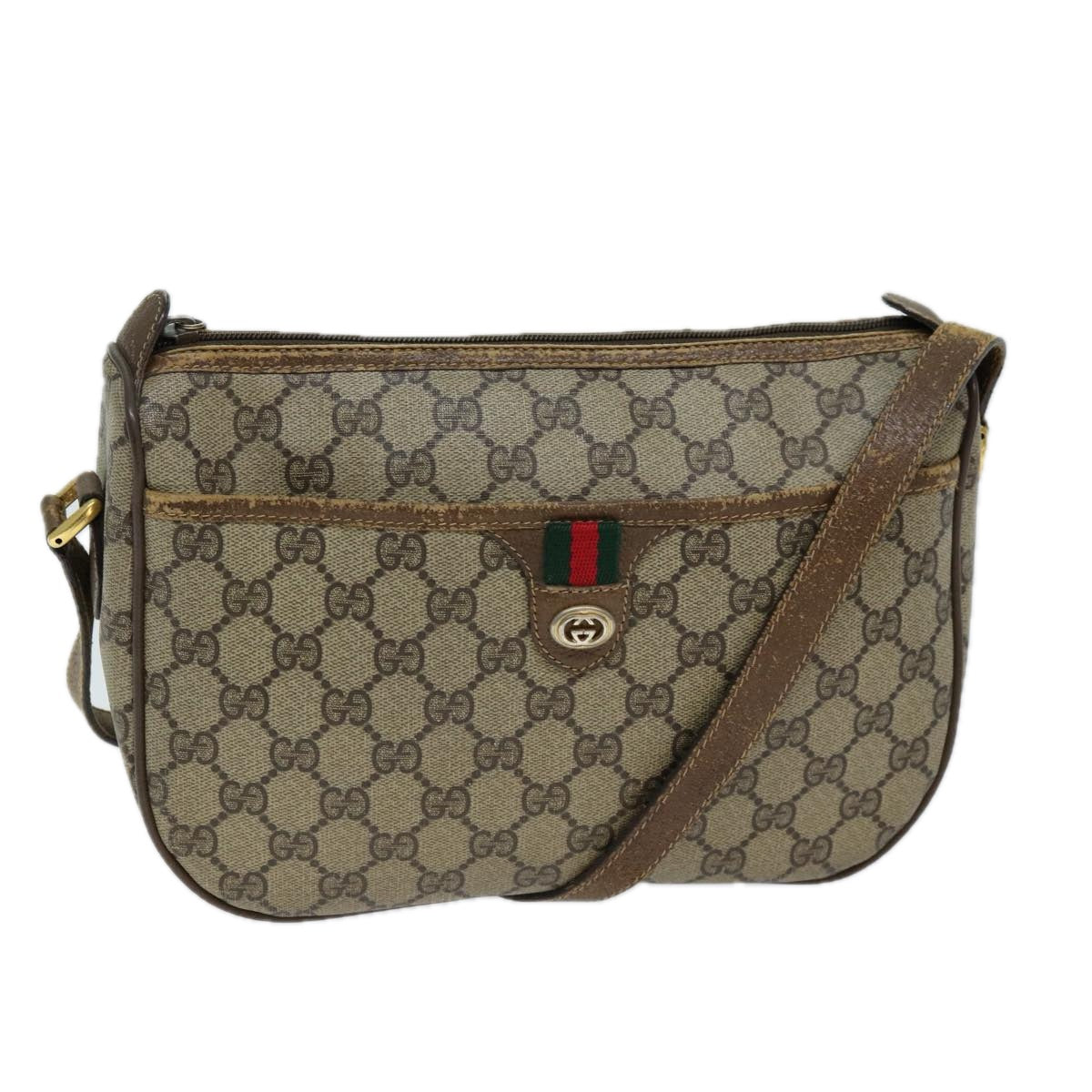Luxury Gucci Trending 2025 GG Supreme Web Sherry Line Shoulder Bag PVC Beige 89 02 077  73369