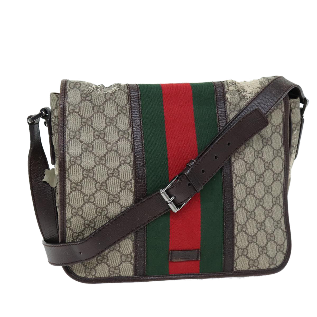 Luxury Gucci Trending 2025 GG Supreme Web Sherry Line Shoulder Bag PVC Beige Red 145844  73376