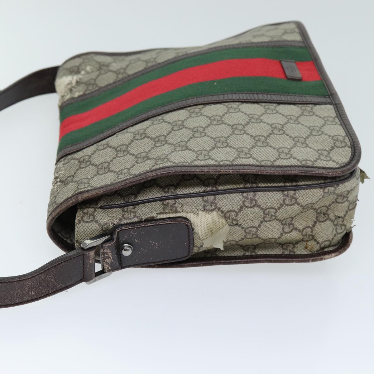 Luxury Gucci Trending 2025 GG Supreme Web Sherry Line Shoulder Bag PVC Beige Red 145844  73376