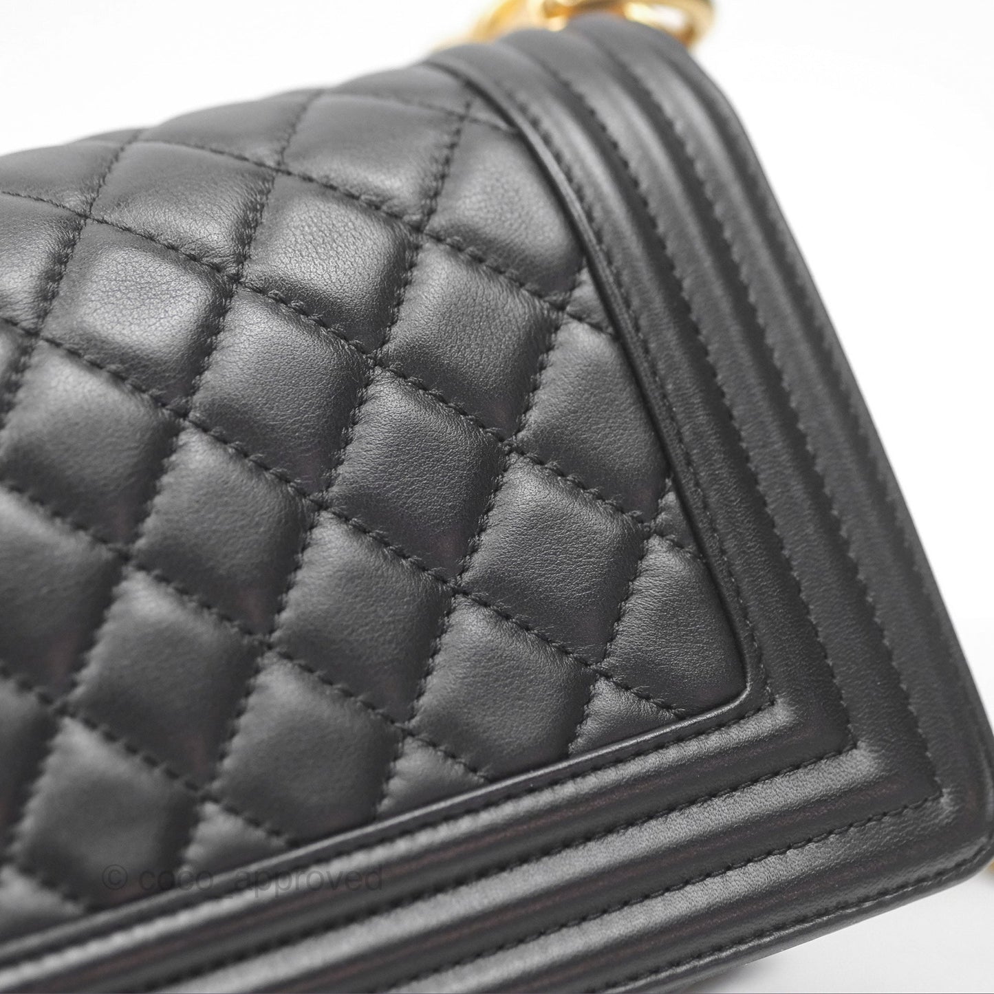 Chanel Small Boy Black Lambskin Aged Gold Hardware