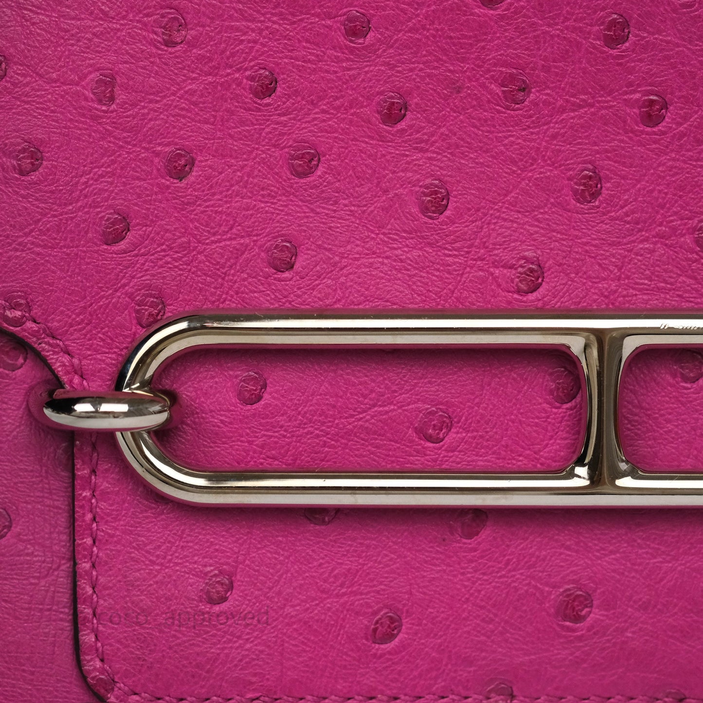 Hermès Roulis Mini 18 Rose Pourpre L3 Autruche Palladium Hardware