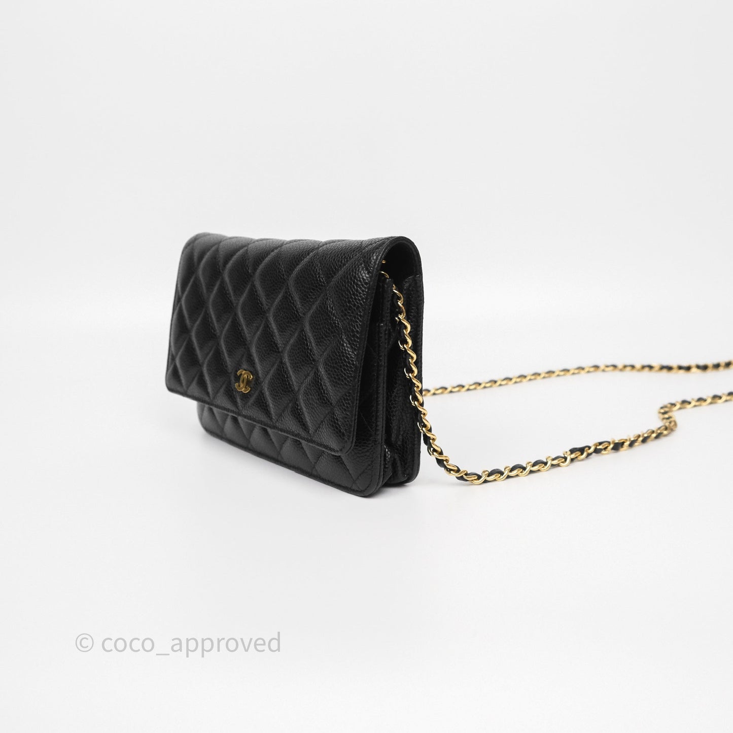 Chanel Classic Wallet On Chain WOC Quilted  Black Caviar Gold Hardware