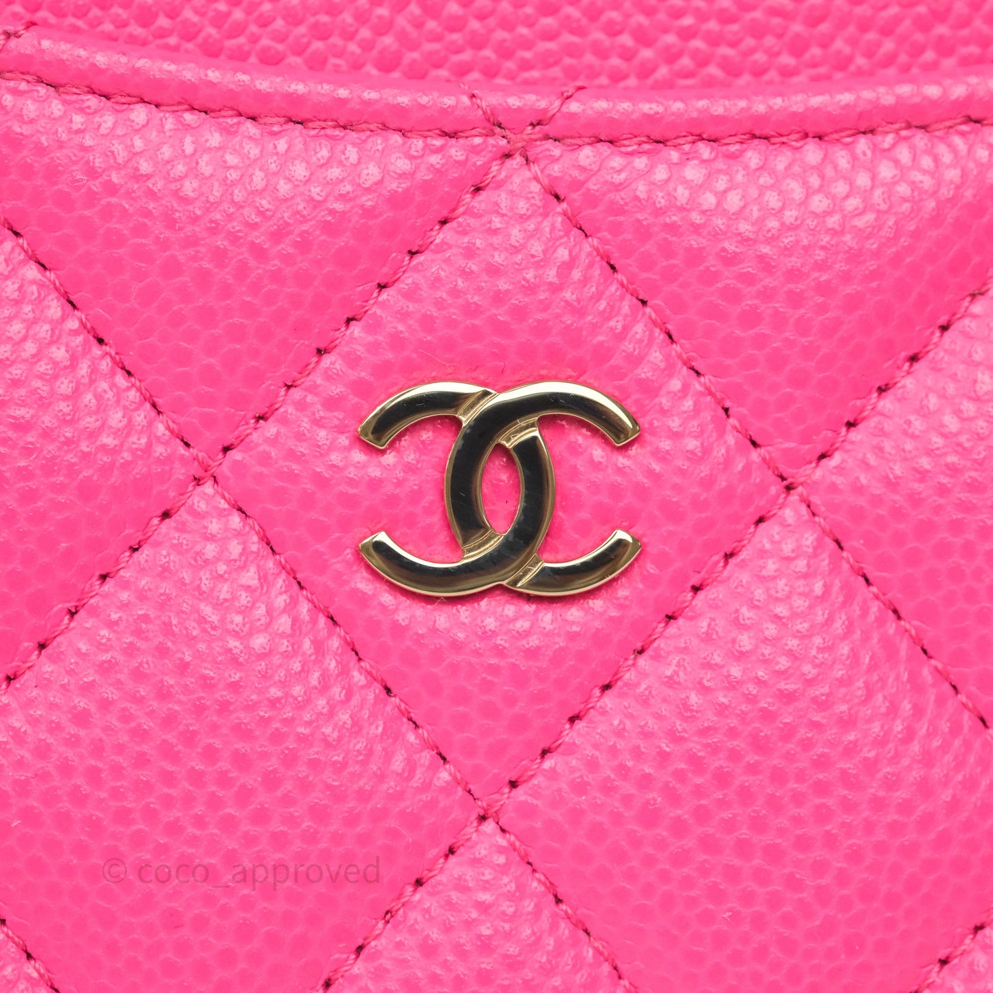 Chanel Classic Flat Card Holder Pink Caviar Gold Hardware