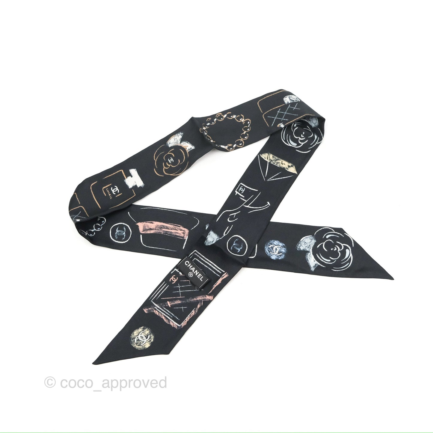 Chanel CC Silk Twilly Black