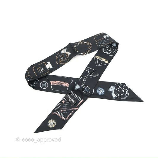 Chanel CC Silk Twilly Black