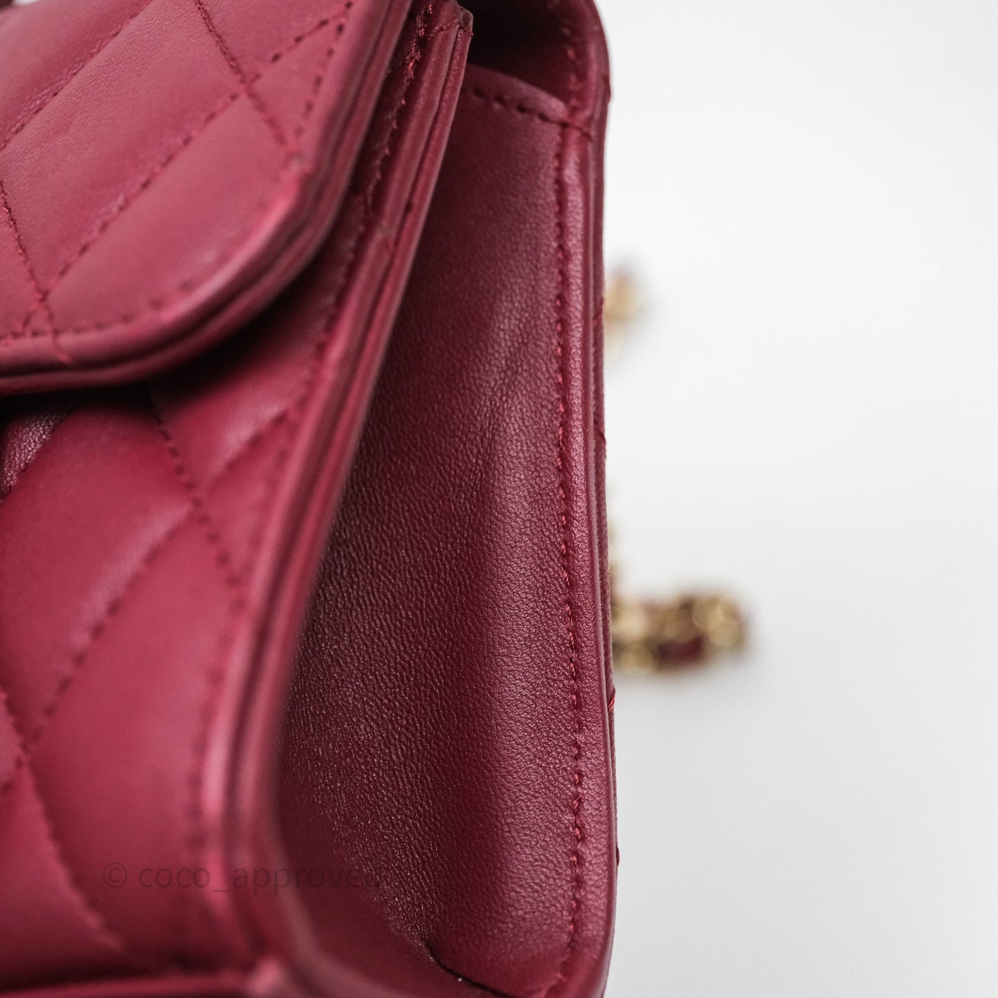 Chanel Mini Top Handle Flap Bag Red Lambskin Gold Hardware