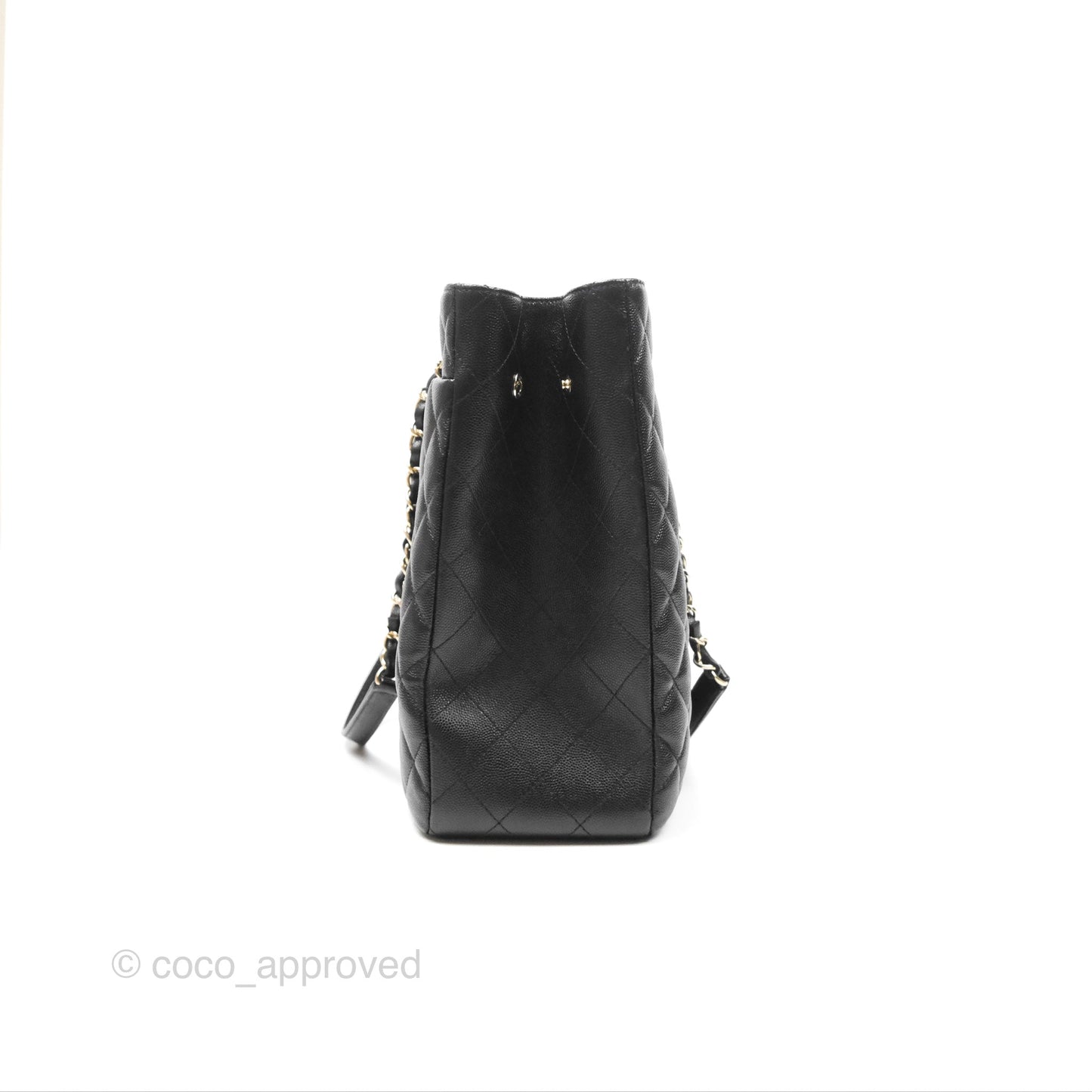Chanel Large Shopping Tote Quilted Black Caviar Gold Hardware