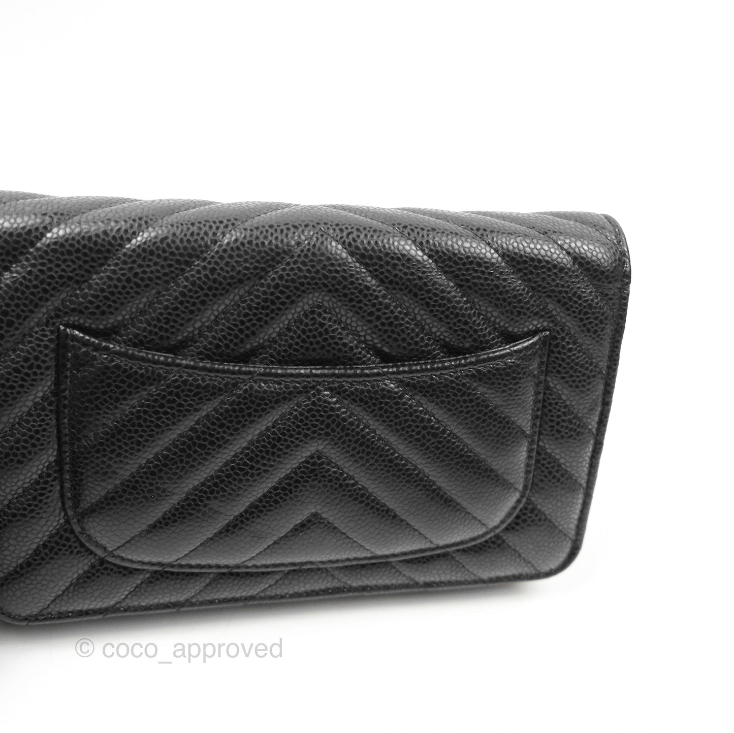 Chanel Classic Chevron Wallet on Chain WOC Black Caviar Silver Hardware