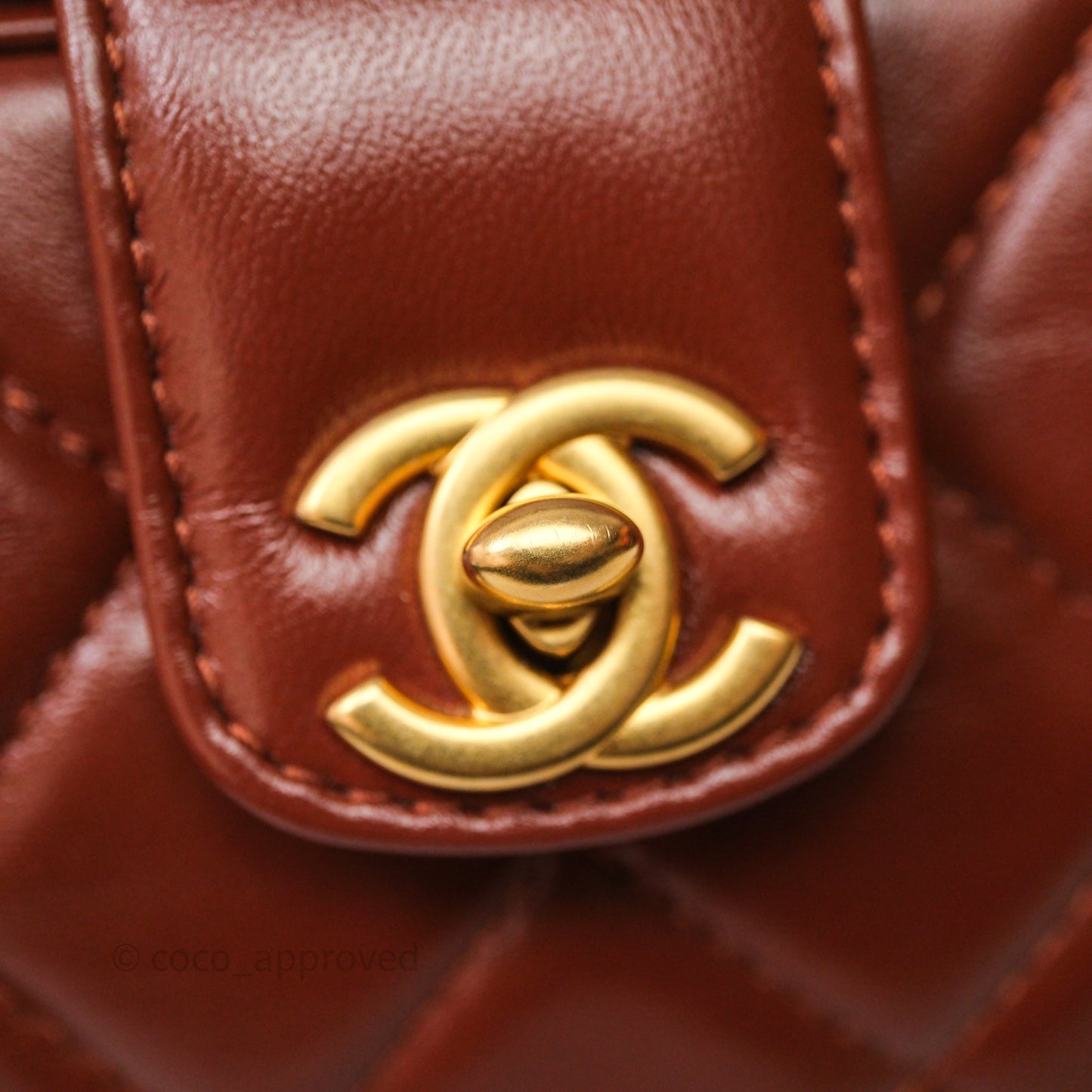 Chanel Mini Cocodoc Doctor Bag Quilted Brown Shiny Lambskin Aged Gold Hardware 24A