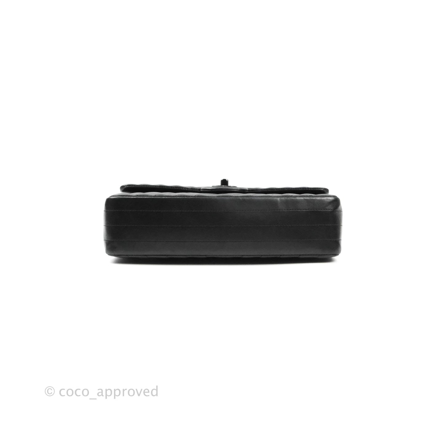 Chanel Classic Chevron M/L Medium Double Flap So Black Lambskin