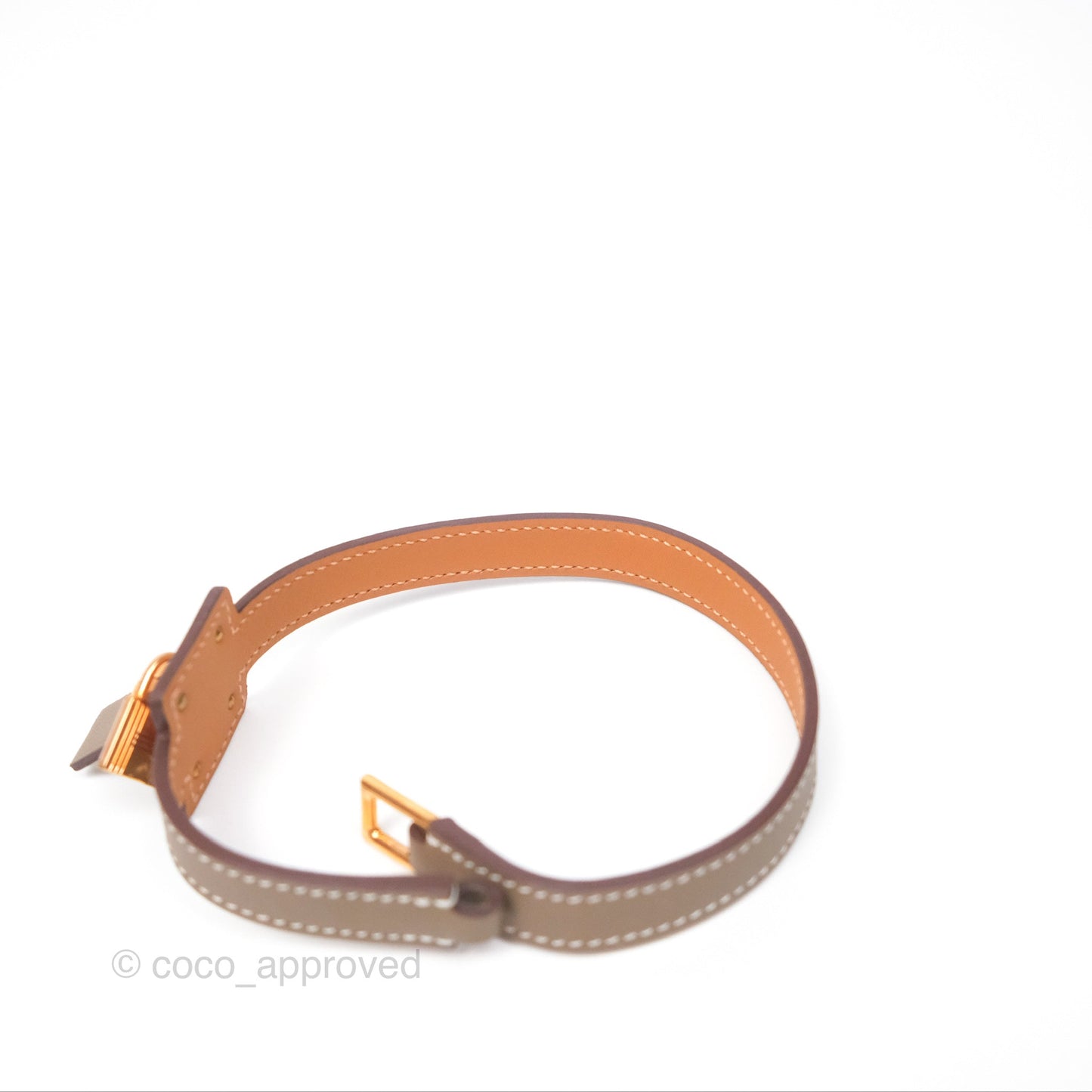 Hermès O'Kelly Double Tour Bracelet Etoupe Swift Rose Gold Hardware