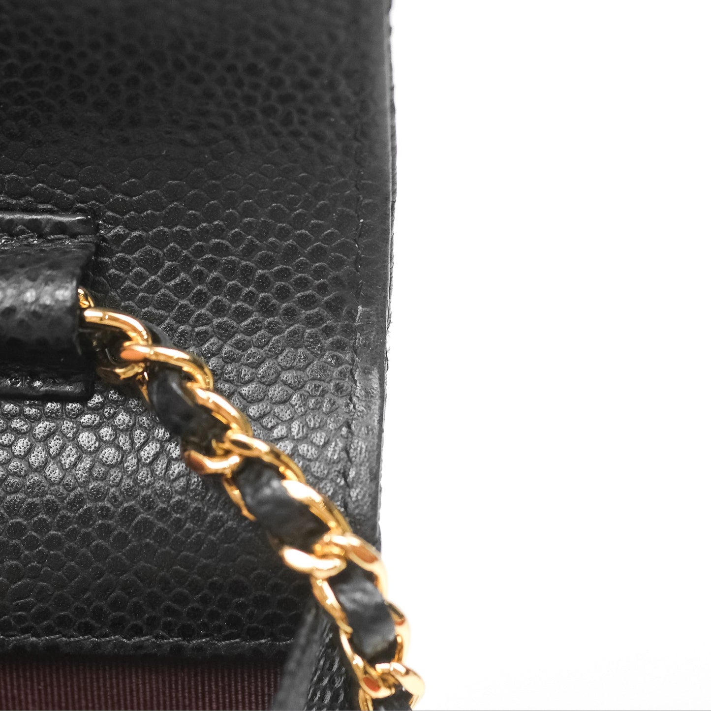 Chanel Classic Wallet On Chain WOC Quilted Black Caviar Gold Hardware