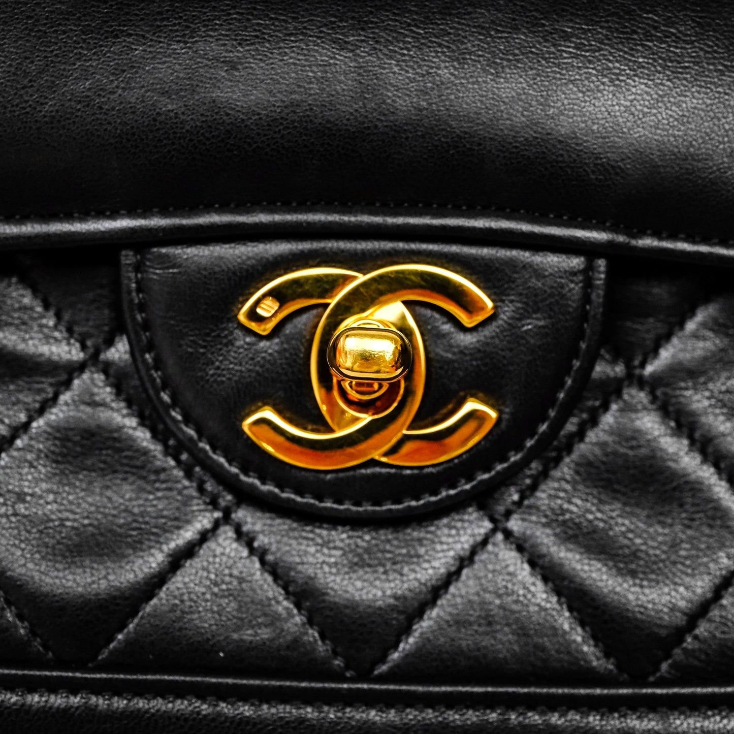 Chanel Matelasse Flap Bag Lambskin Black 24K Gold Hardware