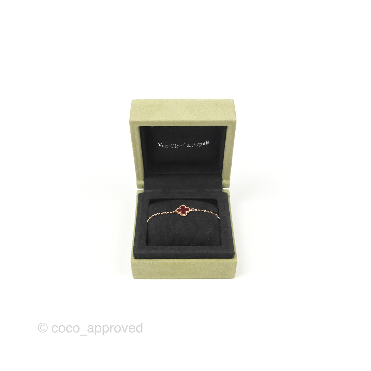 Van Cleef & Arpels Sweet Alhambra Bracelet Rose Gold Red Carnelian