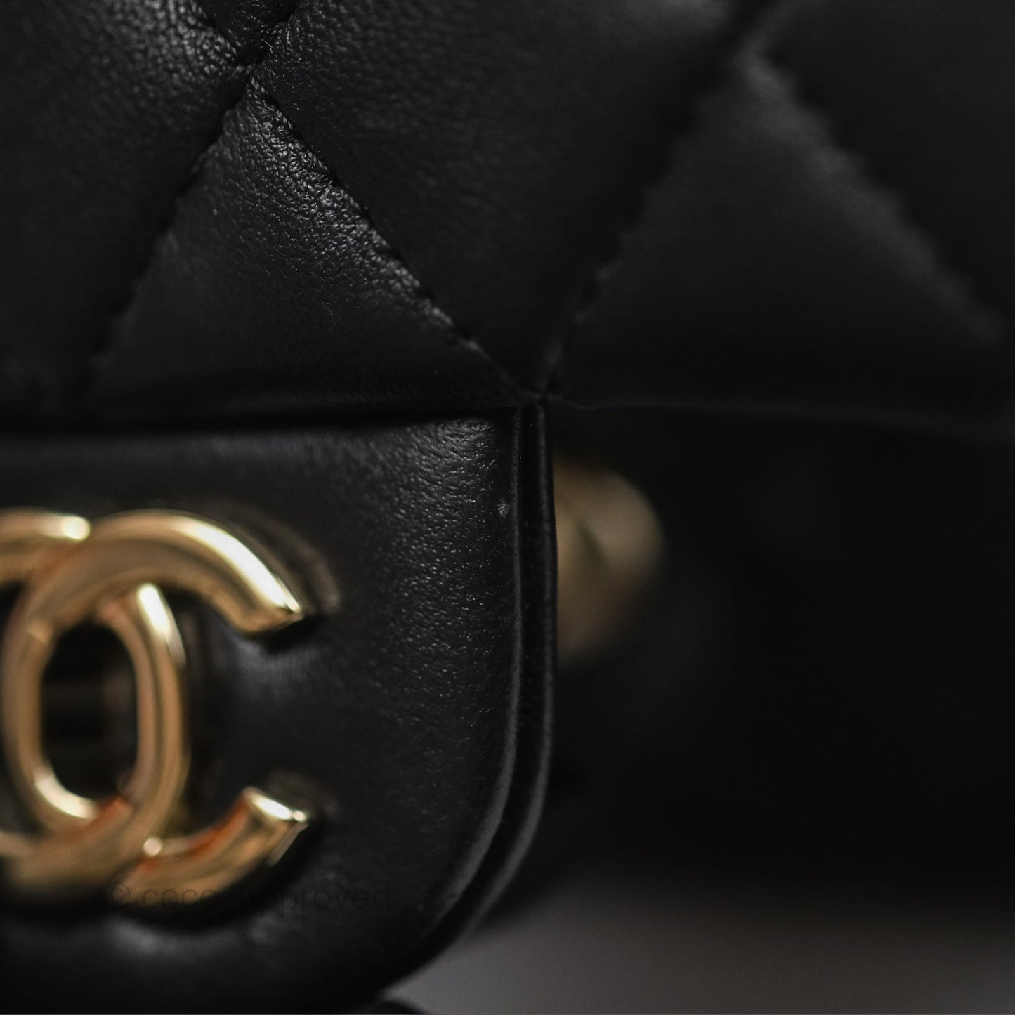 Chanel Top Handle Mini Rectangular Flap Black Lambskin Gold Hardware