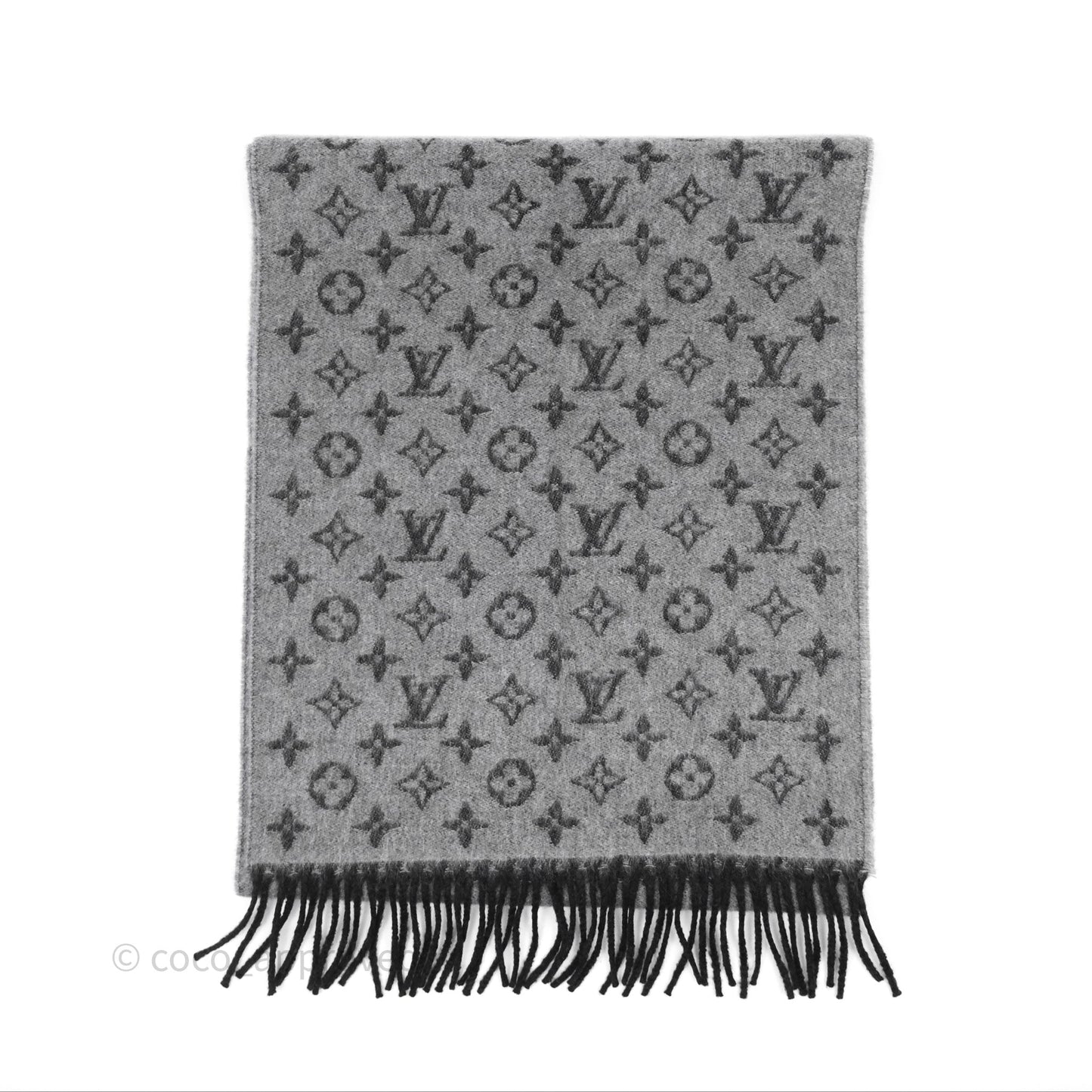 Louis Vuitton Monogram Scarf Grey Wool / Cashmere